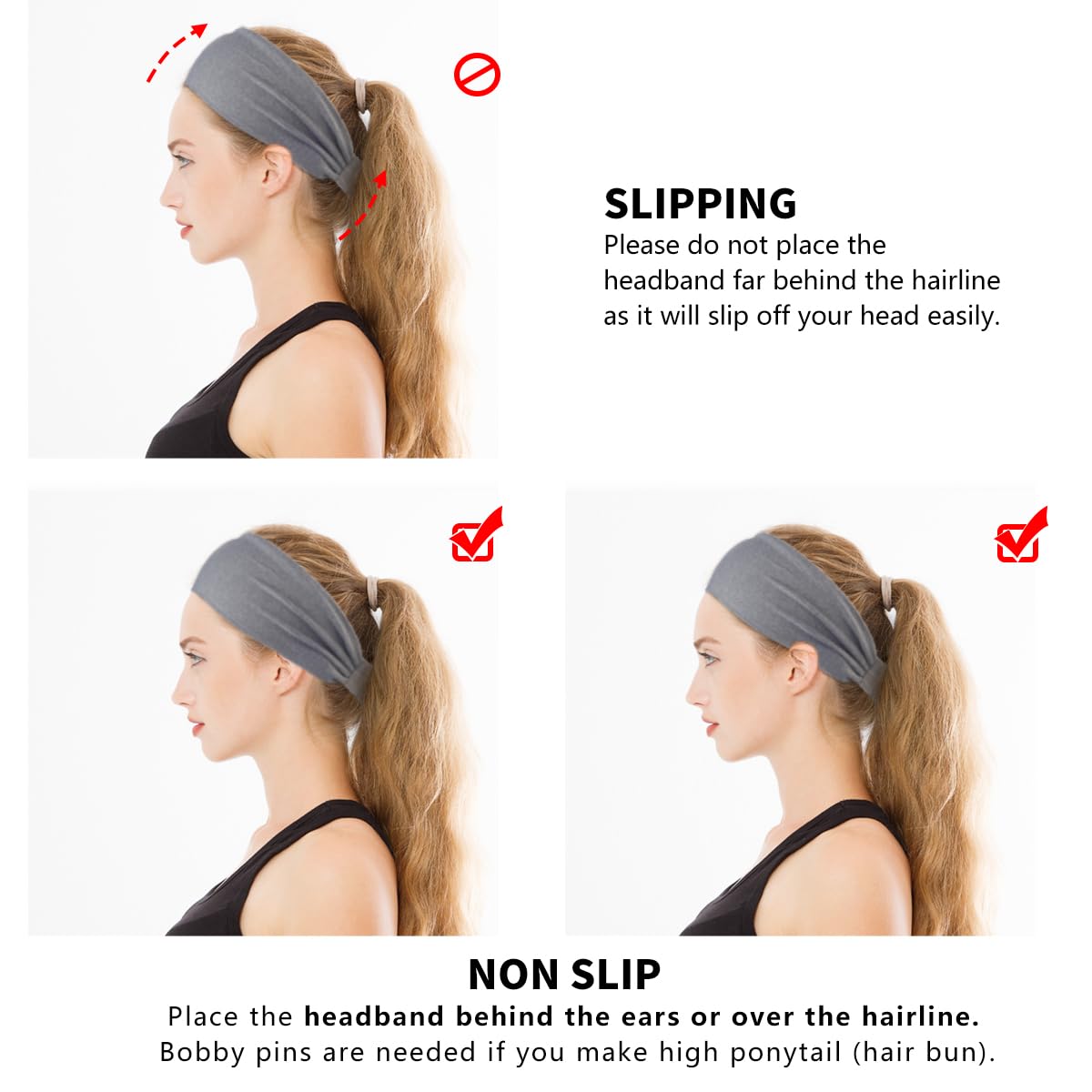 Dreamlover Women's Workout Headbands - 6 Pack Athletic Sweatbands for Running, Yoga & Fitness - Non-Slip Sports Headbands for Exercise & Active Lifestyle