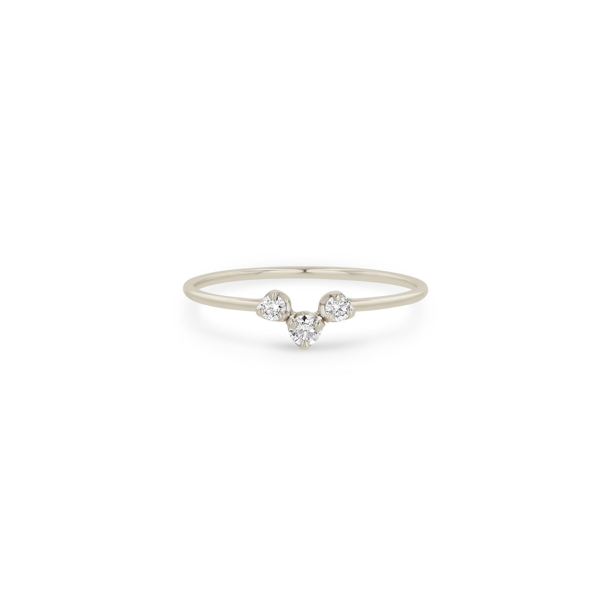 14K Gold 3 Prong Graduated Diamond Curve Ring for Women - Elegant Wedding, Engagement, Anniversary Jewelry Gift