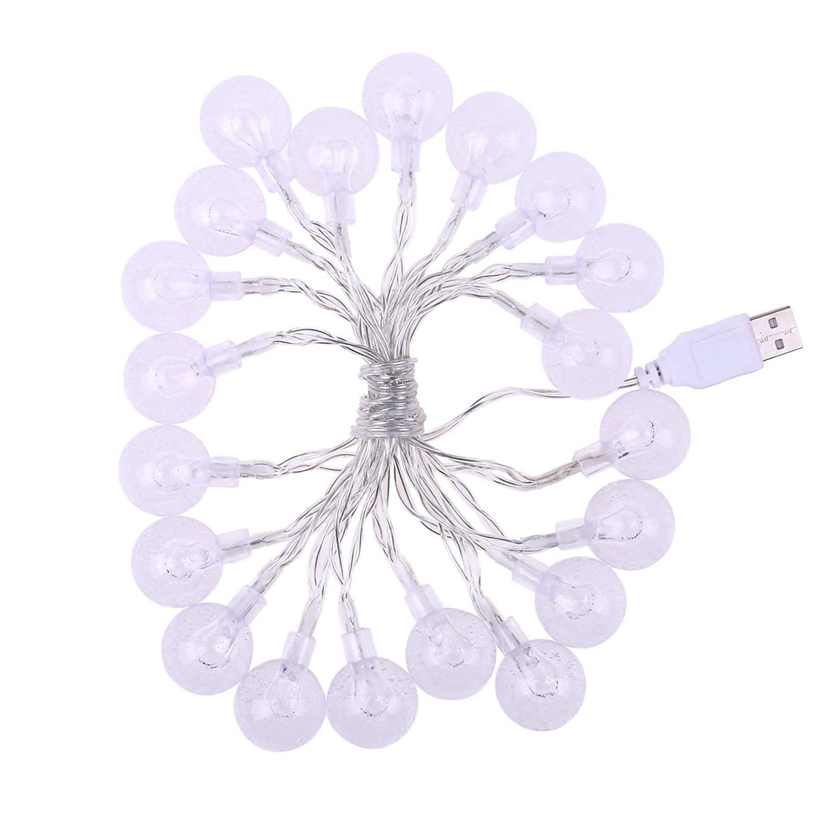 Aozhen 20LED USB Powered Bubble Ball String Lights - Decorative LED Fairy Lights for Christmas, Home, Party, Wedding & Indoor Decor - Warm White Small Strand Lights (One Size)