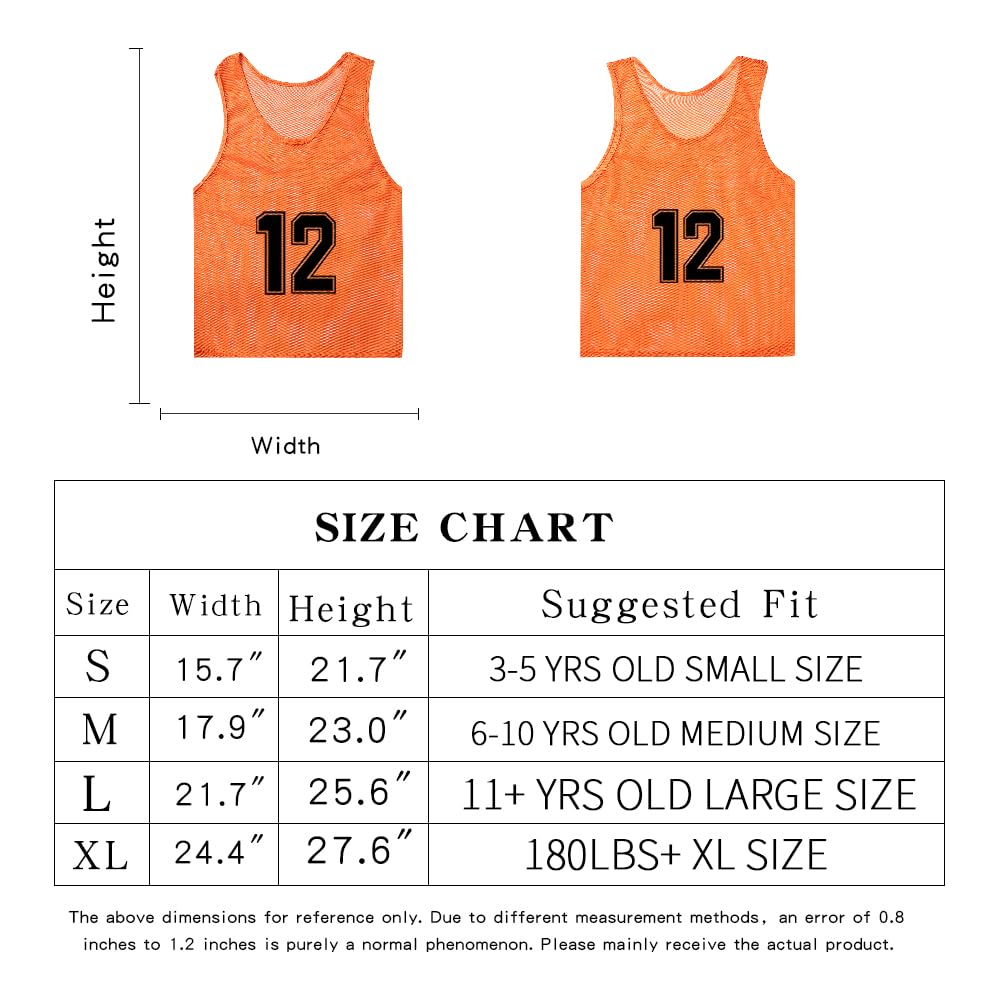 Breathable Nylon Mesh Soccer Training Vests for Adults & Youth - Numbered Practice Pinnies & Bibs for Team Drills, Scrimmages & Sports Conditioning