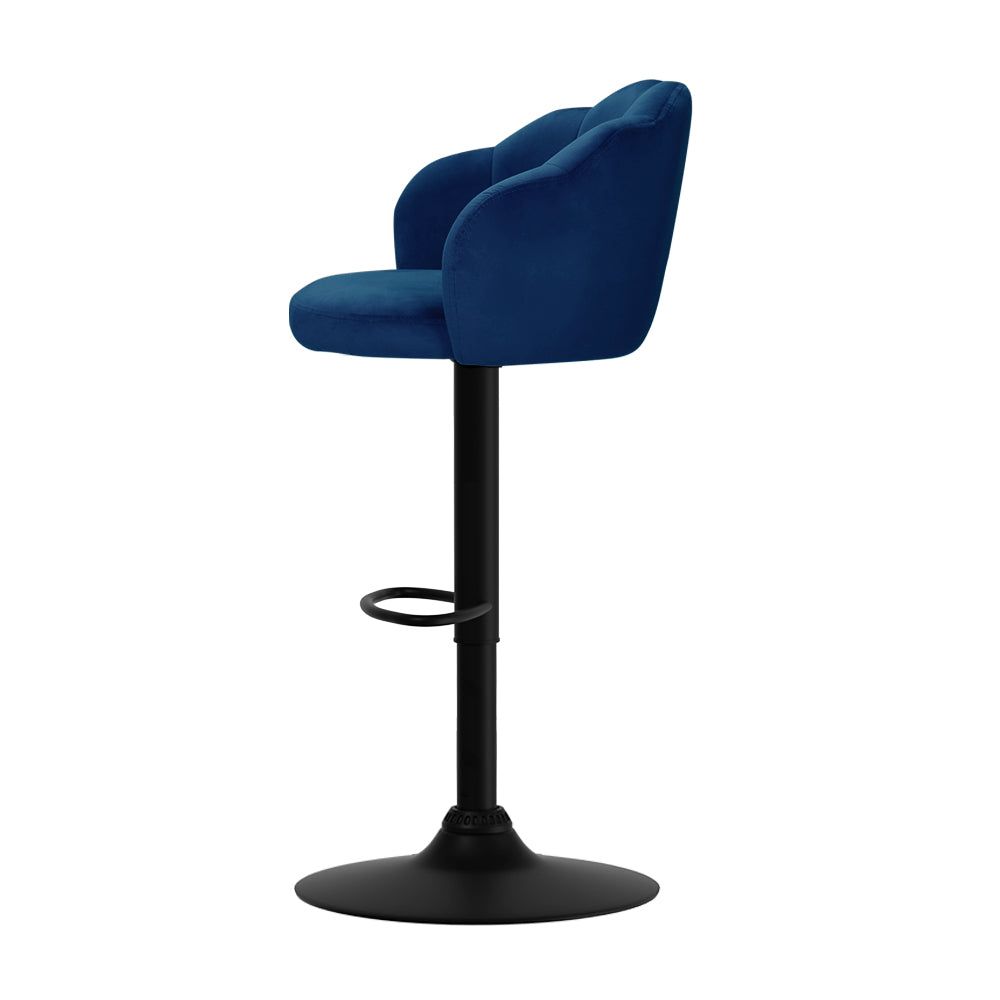 2-Pack Blue Velvet Bar Stools with Gas Lift Mechanism - Perfect for Kitchen Islands, Breakfast Bars, and Home Decor