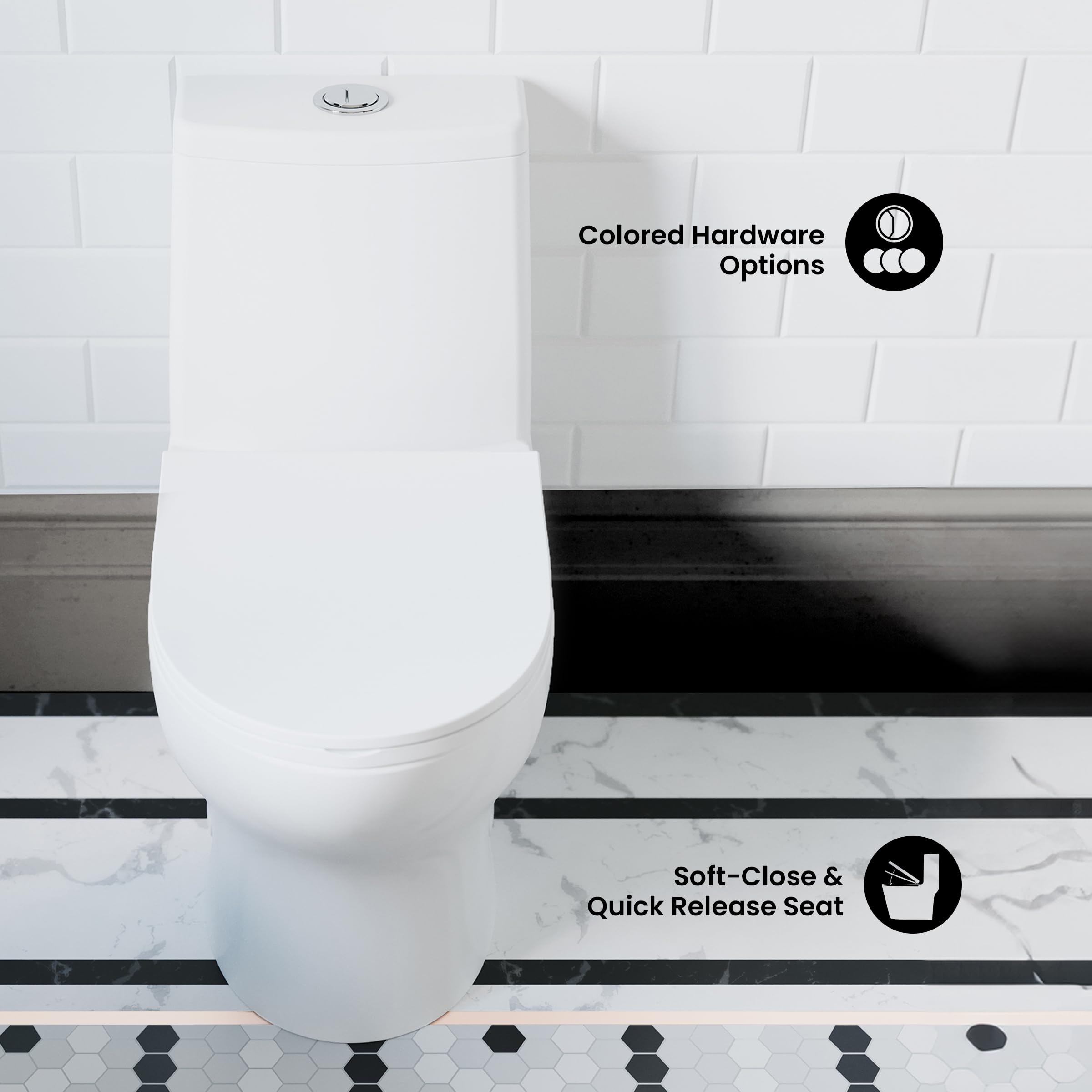 Swiss Madison Well Made Forever SM-1T127 Ivy One Piece Toilet - 10 Inch Rough-In, White Ceramic - Perfect for Modern Bathrooms & Small Spaces