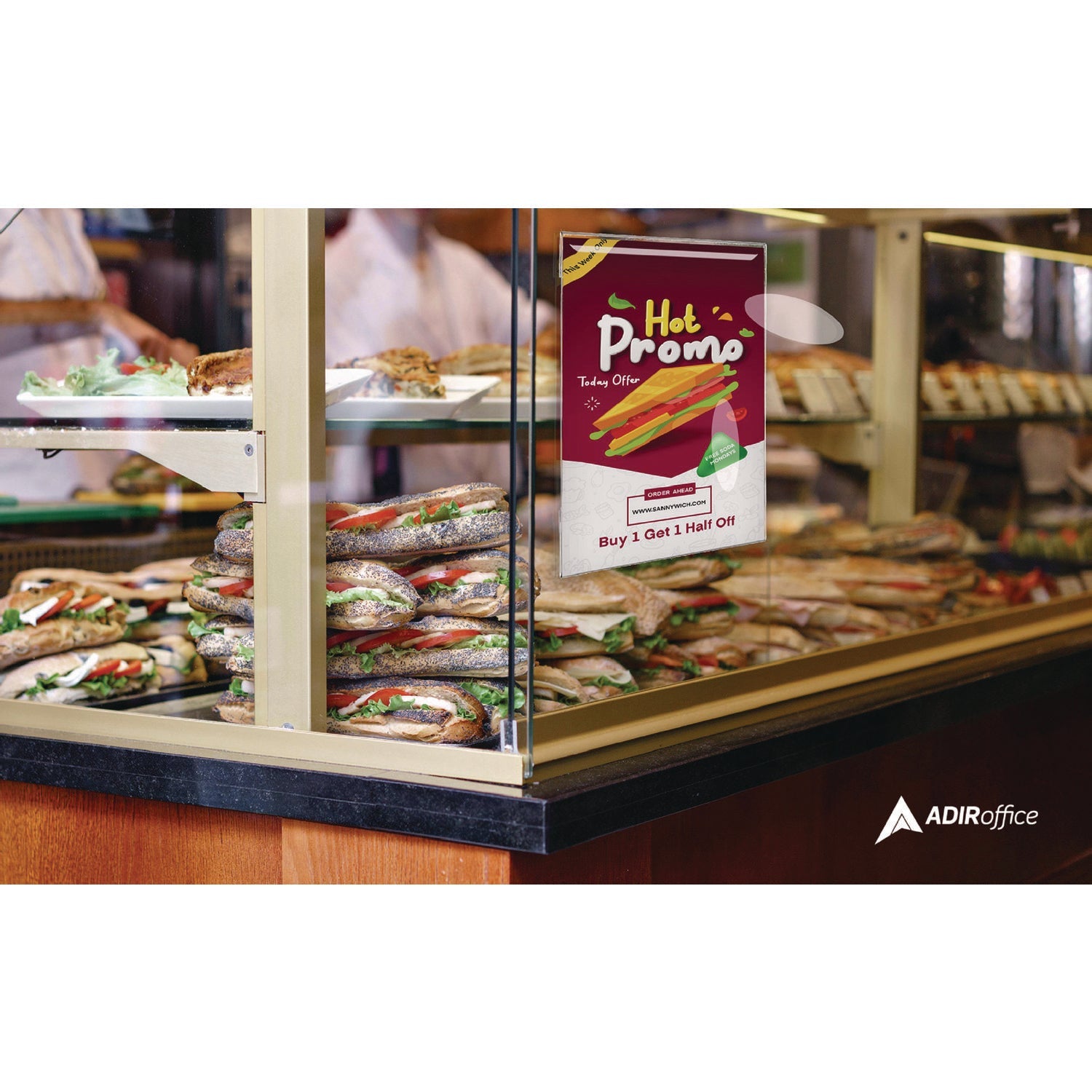 AdirOffice Wall Mount Side Loading Acrylic Sign Holders - 8x11 Inches Clear Frames (12-Pack) - Perfect for Retail Stores, Restaurants & Office Signage