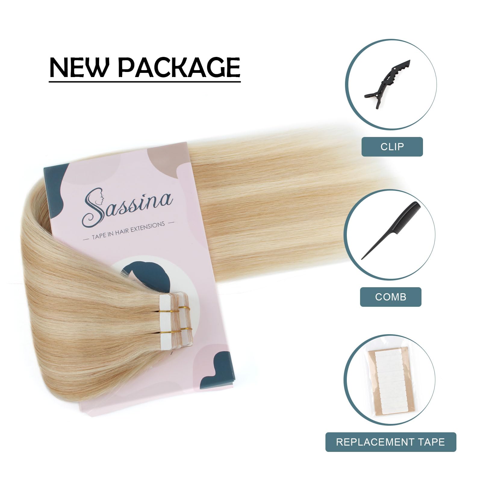Premium Sassina Tape-In Human Hair Extensions - 16