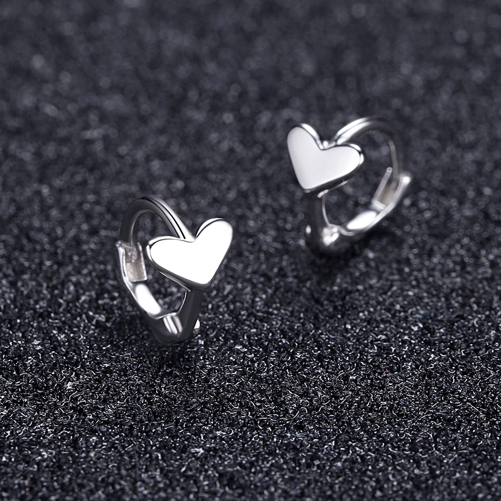 VIKI LYNN 925 Sterling Silver Tiny Hoop Earrings with Heart Charm - Dainty Cartilage Earrings for Women | Perfect for Everyday Wear, Gifts & Special Occasions