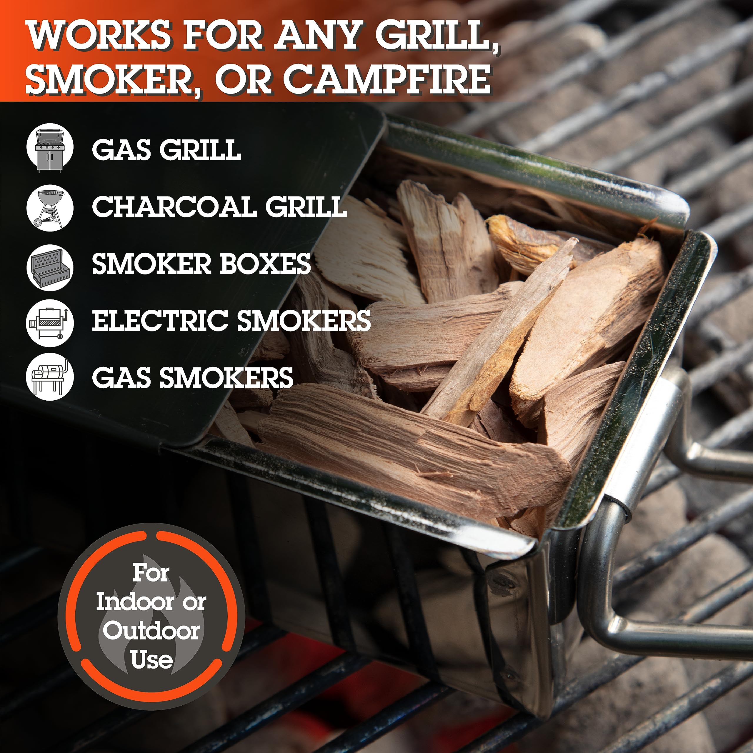 Premium Mesquite Wood Chips for Smoking - 2 lbs (260 Cu In) Kiln-Dried BBQ Grill Wood Chips - Natural Smoker Accessories for Meats, Fish & Vegetables - Perfect for Backyard Grilling, Camping & Tailgating Gifts