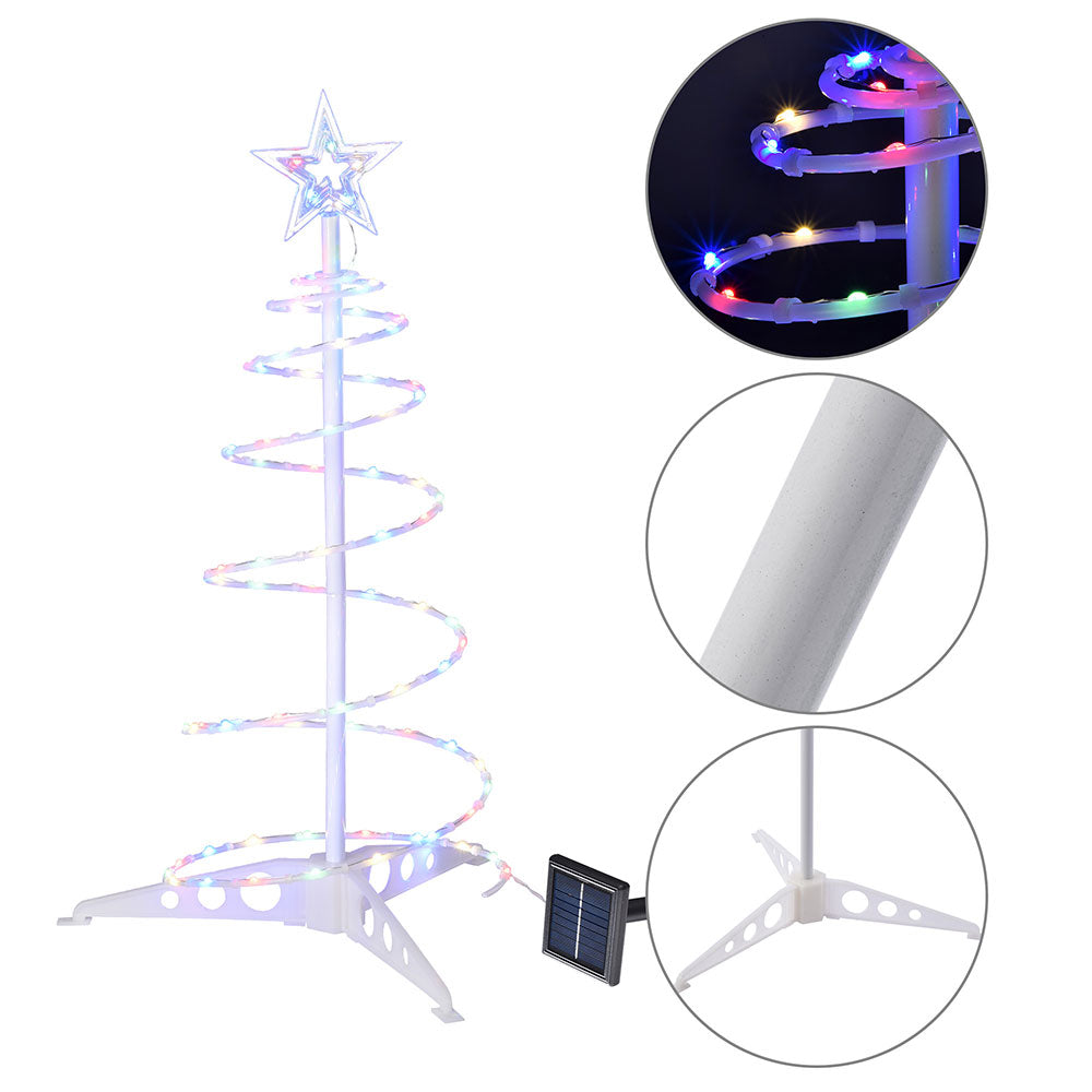 2ft Solar Powered Spiral Christmas Tree with LED Lights - Outdoor & Indoor Holiday Decor for Home, Garden, and Party