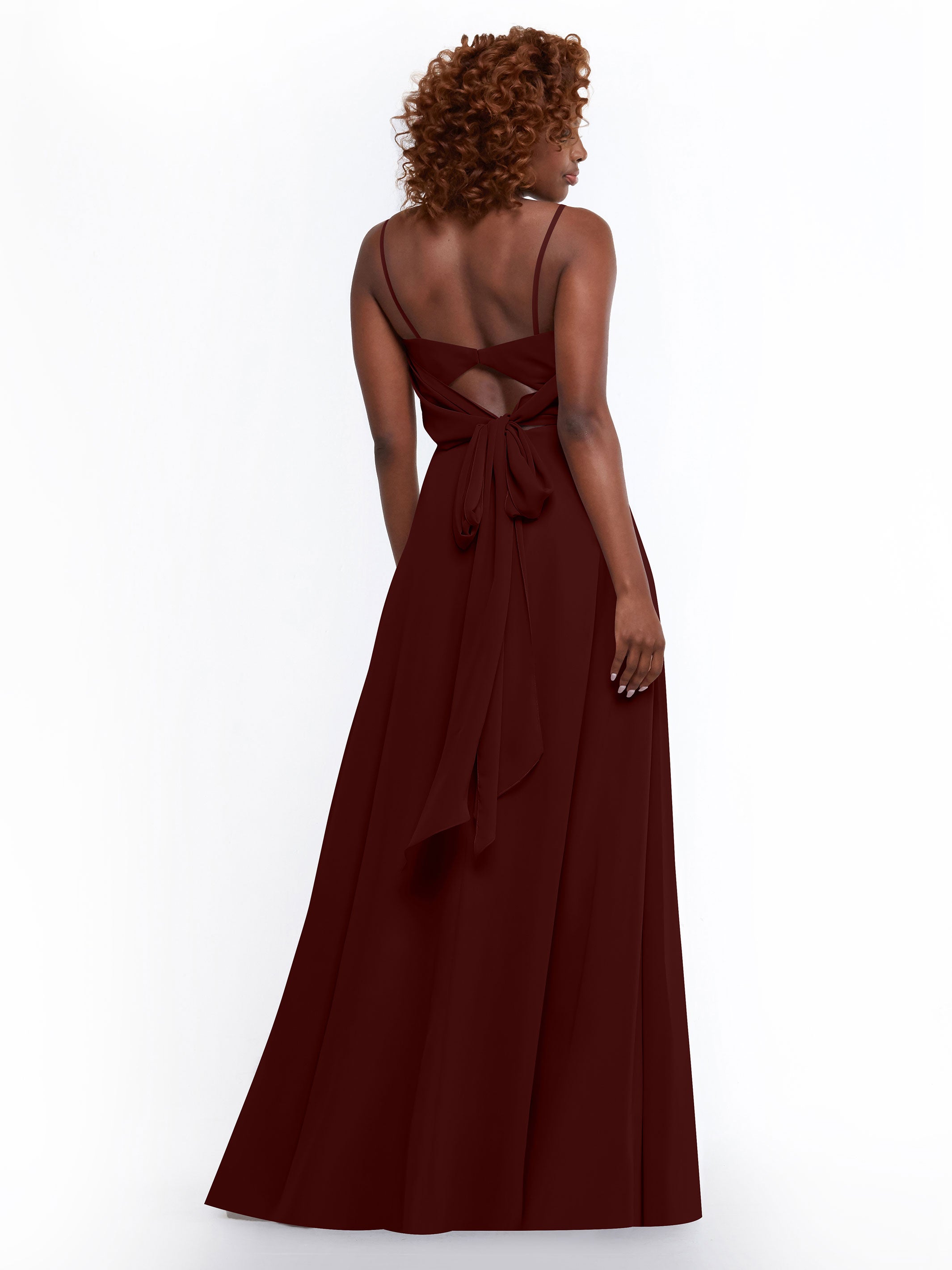 Elegant A-Line Bridesmaid Dress with Flowy Chiffon Skirt & Thigh Slit - Perfect for Weddings, Formal Events & Special Occasions