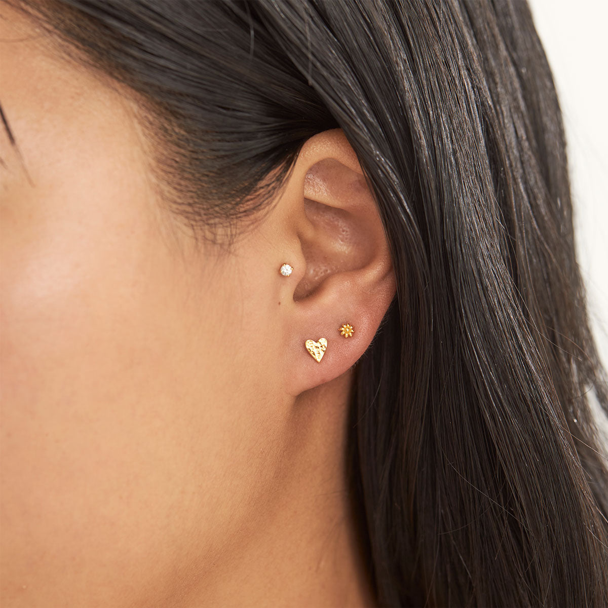 Aphrodite Heart Stud Earrings - 14K Gold Plated Rose Gold Studs for Women, Valentine's Day Gift, Everyday Wear Jewelry