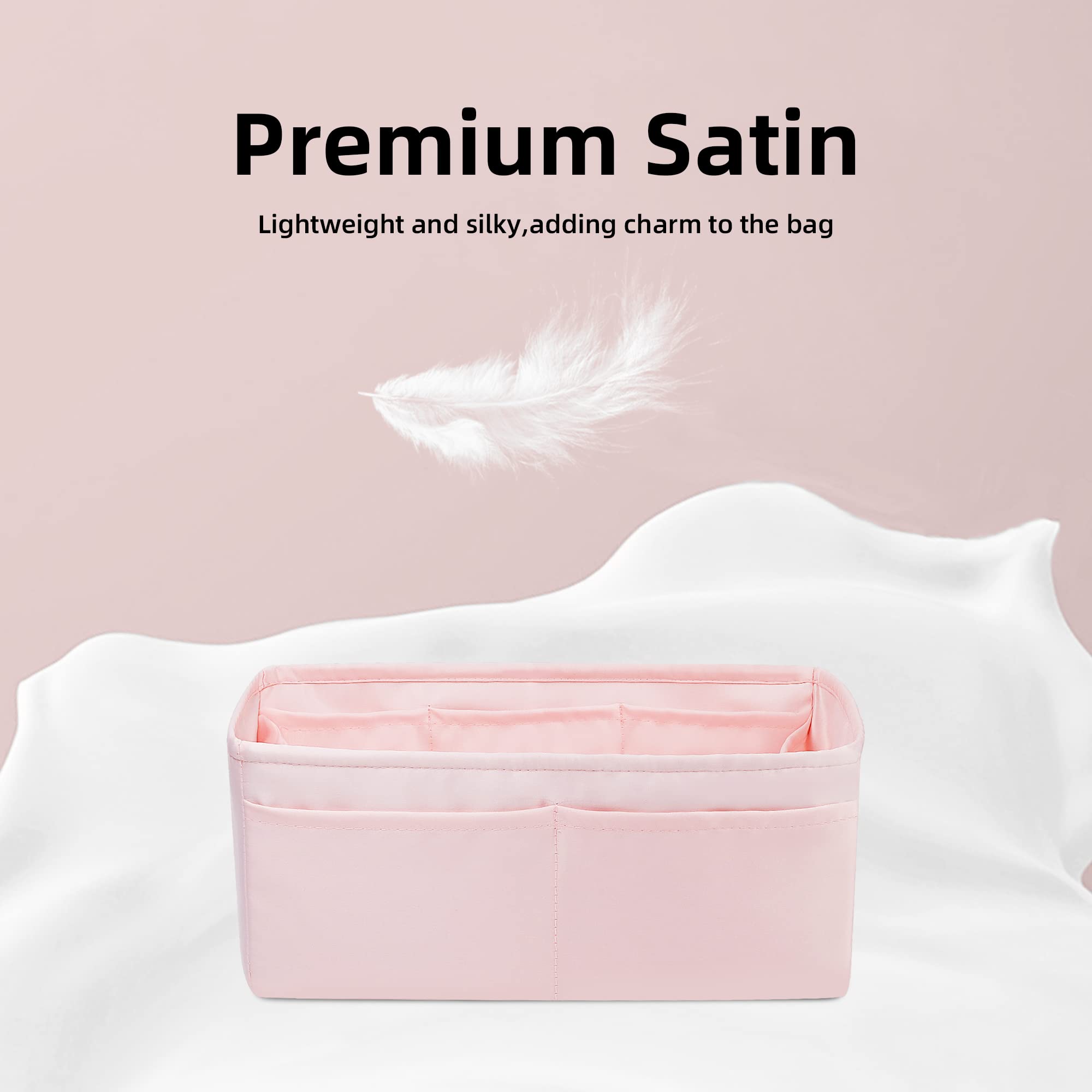 DGAZ Luxury Silk Purse Organizer Insert for Lindy 19/26/30/34 Bags - Handbag & Tote Shaper, Pink (LD26) | Perfect for Travel, Work & Everyday Use