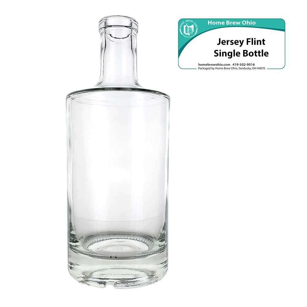 Premium Jersey Flint Bar Top Spirit Bottles - Single Glass Bottle for Whiskey, Vodka, and Liquor Storage | Perfect for Home Bars, Restaurants, and Cocktail Mixing