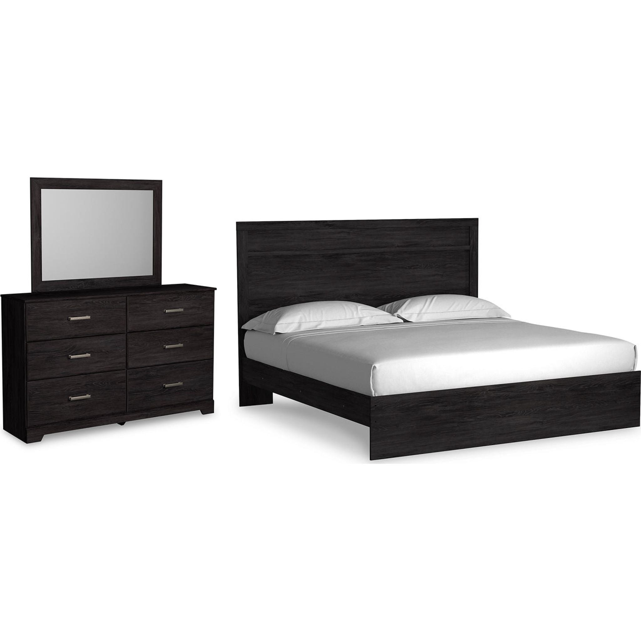 Belachime 5-Piece Panel Bedroom Set - Queen Size Bed Frame, Nightstand & Dresser - Modern Solid Wood Furniture for Master Bedroom & Guest Room Decor