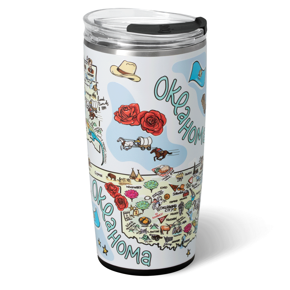 22oz Oklahoma Insulated Tumbler - Double Wall Vacuum Stainless Steel Travel Mug for Hot & Cold Drinks - Perfect for Coffee, Tea, Water - Great Gift for Home, Office, Gym & Outdoor Adventures