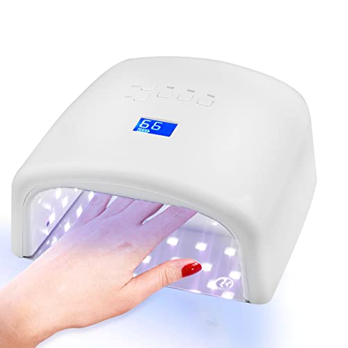 Rechargeable 60W UV LED Nail Lamp for Gel Polish - Fast Curing Nail Dryer with LCD Screen, Portable for Home & Salon Use (White) | Perfect for Manicures, Pedicures & DIY Nail Art