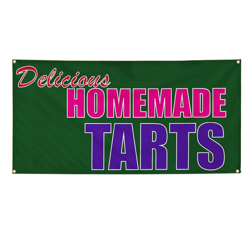 Premium Vinyl Banner - 60x144 Inches, Weatherproof & Durable with 10 Grommets | Perfect for Restaurant Signs, Food Pie Displays, Outdoor Yard & Industrial Use | Ideal for Advertising Delicious Homemade Tarts & Business Promotions