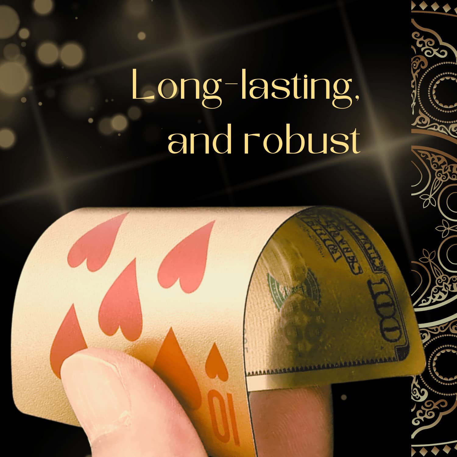 Magic Kiss Waterproof Gold & Silver Foil Poker Playing Cards - 3 Decks Plastic Card Set (Gold, Silver, Black) - Perfect for Casino Nights, Poker Parties & Card Magic Tricks