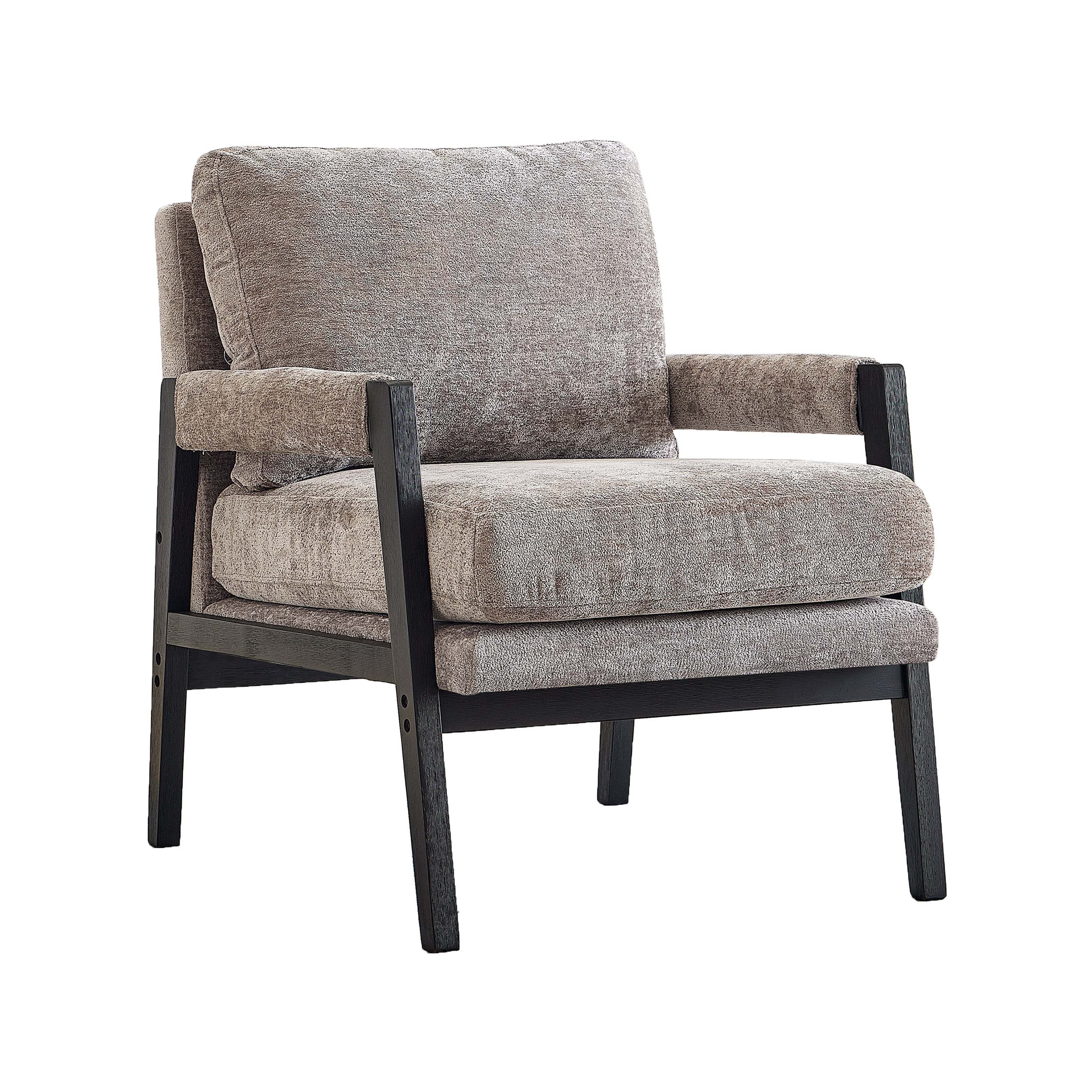 Roundhill Furniture Kelly Mid Century Modern Chenille Upholstered Accent Armchair - Stylish Living Room Chair for Home Office, Lounge & Reading Nook