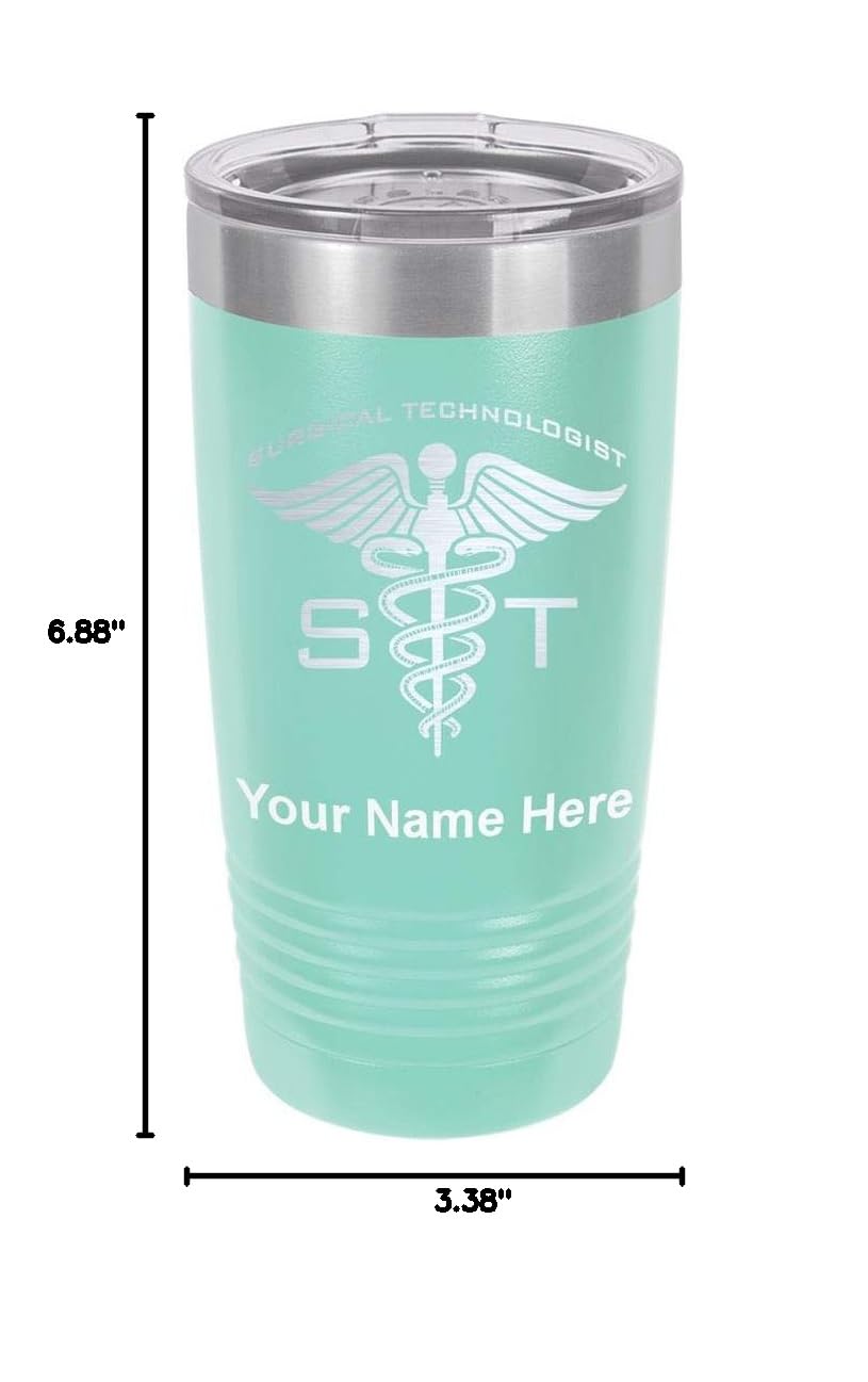 LaserGram 20oz Vacuum Insulated Stainless Steel Tumbler Mug with Personalized Engraving - Keeps Drinks Hot/Cold for Hours - Perfect Gift for ST Surgical Technologists (Teal) - Ideal for Coffee, Tea, Work, Gym & Outdoor Activities