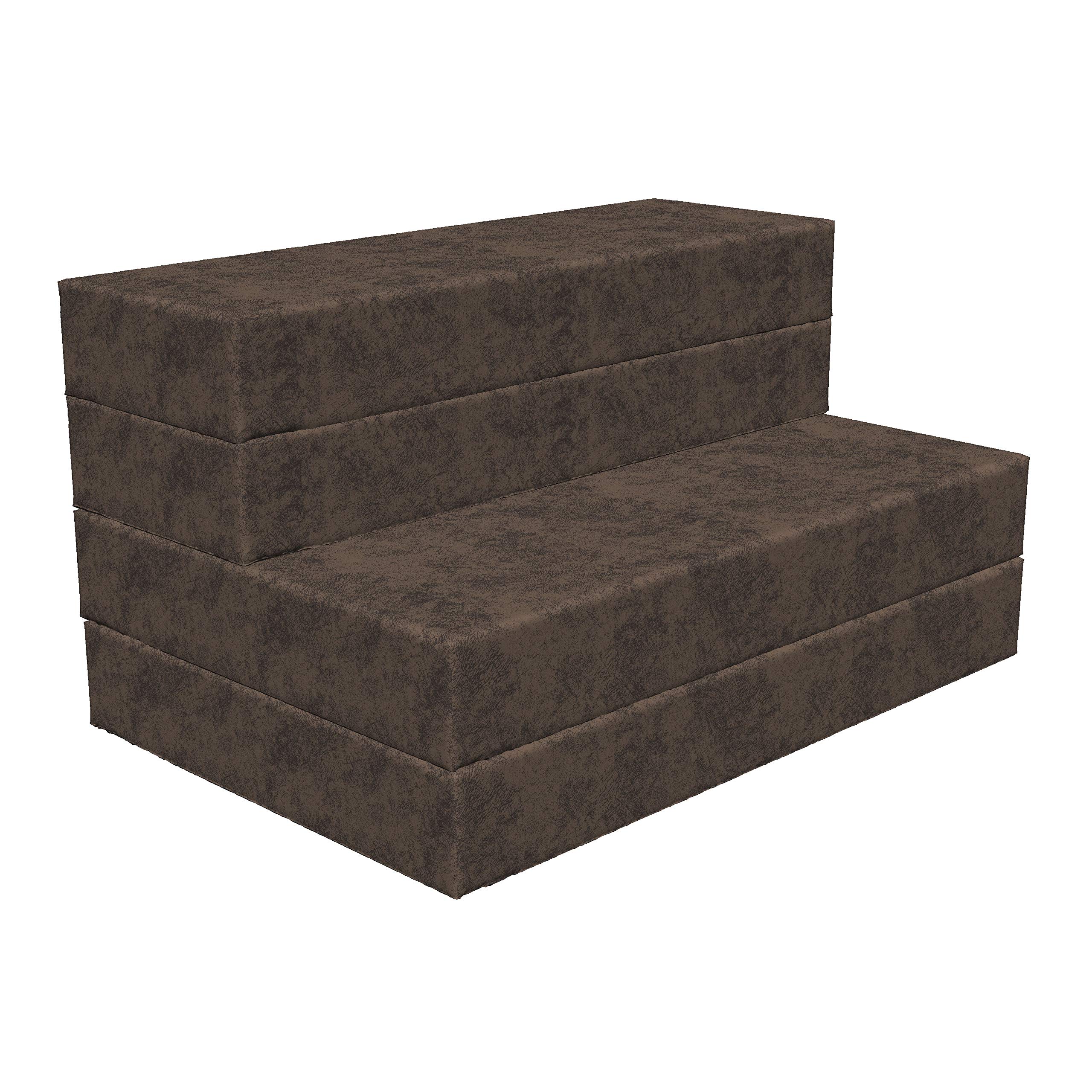 Ambesonne Faux Suede Foldable Mattress - Digitally Printed Queen Size Portable Futon Mat - Lightweight Sleeping Pad for Guest Bed, Camping & Dorms - Green Brown - Perfect for Small Spaces & Travel