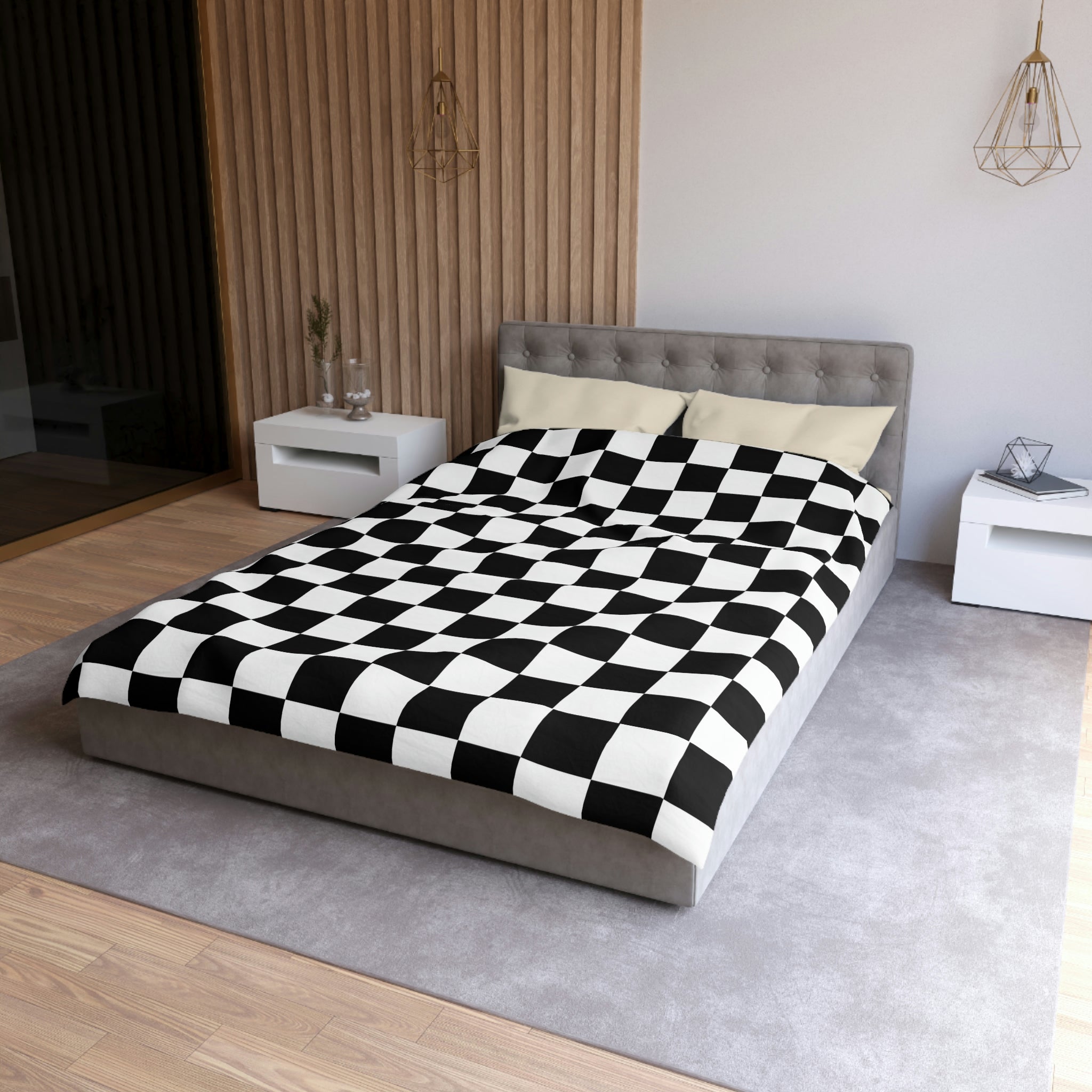Checkered Duvet Cover Set - Soft Microfiber Bedding in 4 Sizes (Twin, Full, Queen, King) - Stylish Check Pattern for Modern Bedrooms & Guest Rooms