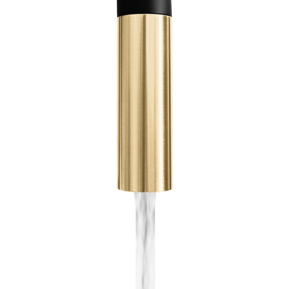 ZLINE Autograph Edition Gemini Pull Down Single Handle Matte Black and Champagne Bronze Kitchen Faucet - Perfect for Modern Farmhouse & Industrial Style Kitchens (GEM KF ZMBCB)
