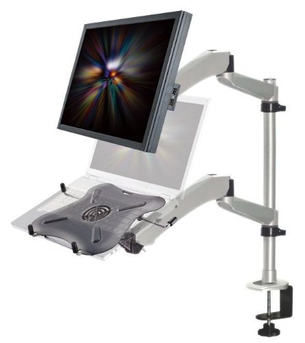 Cotytech Dual Monitor Desk Mount Stand - Adjustable Spring Arm with Quick Release for Home & Office Workspace Setup