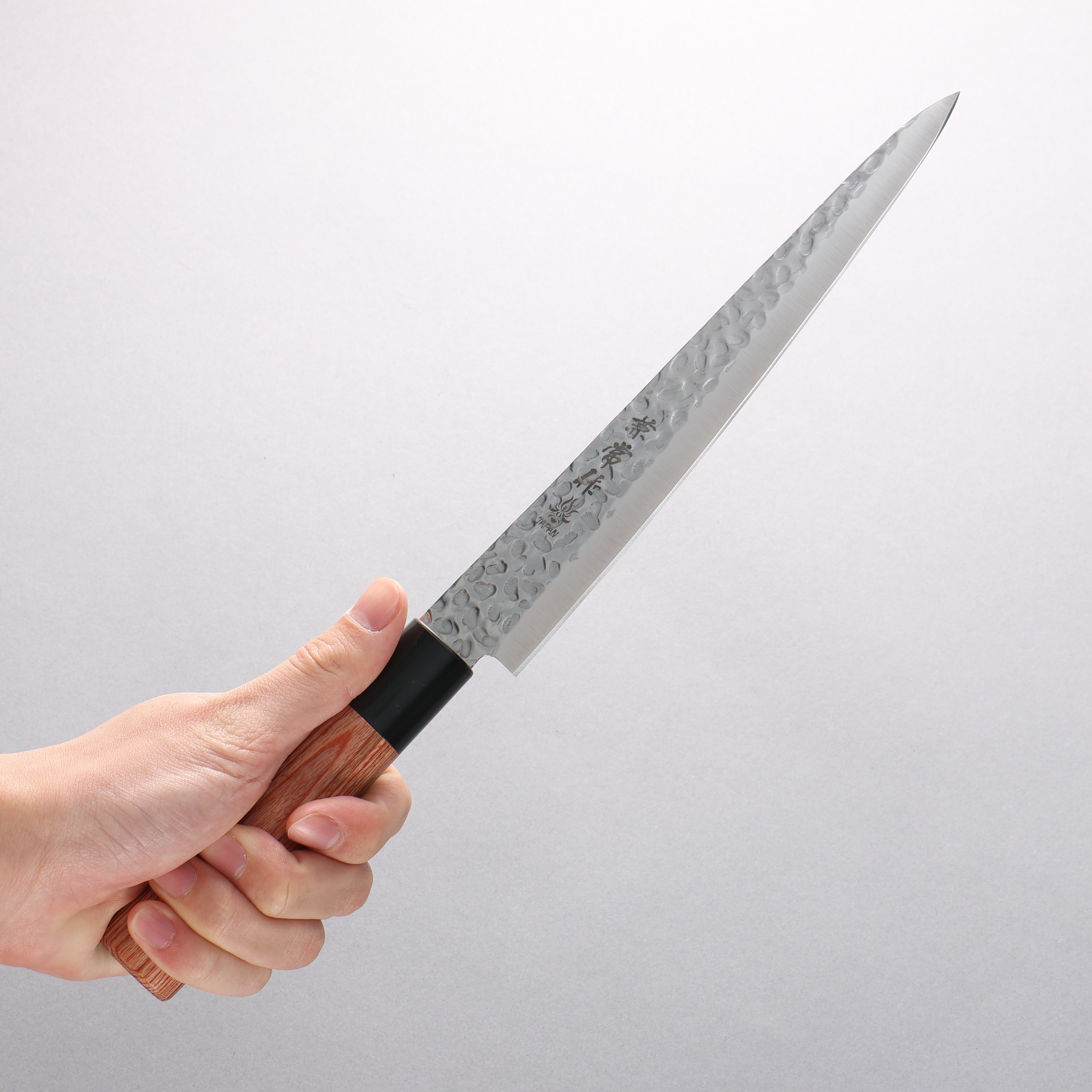 Kanetsune DSR 1K6 Hammered Sujihiki Knife 210mm - Japanese Chef's Knife with Red Pakkawood Handle - Perfect for Slicing Sashimi, Meat & Sushi Preparation