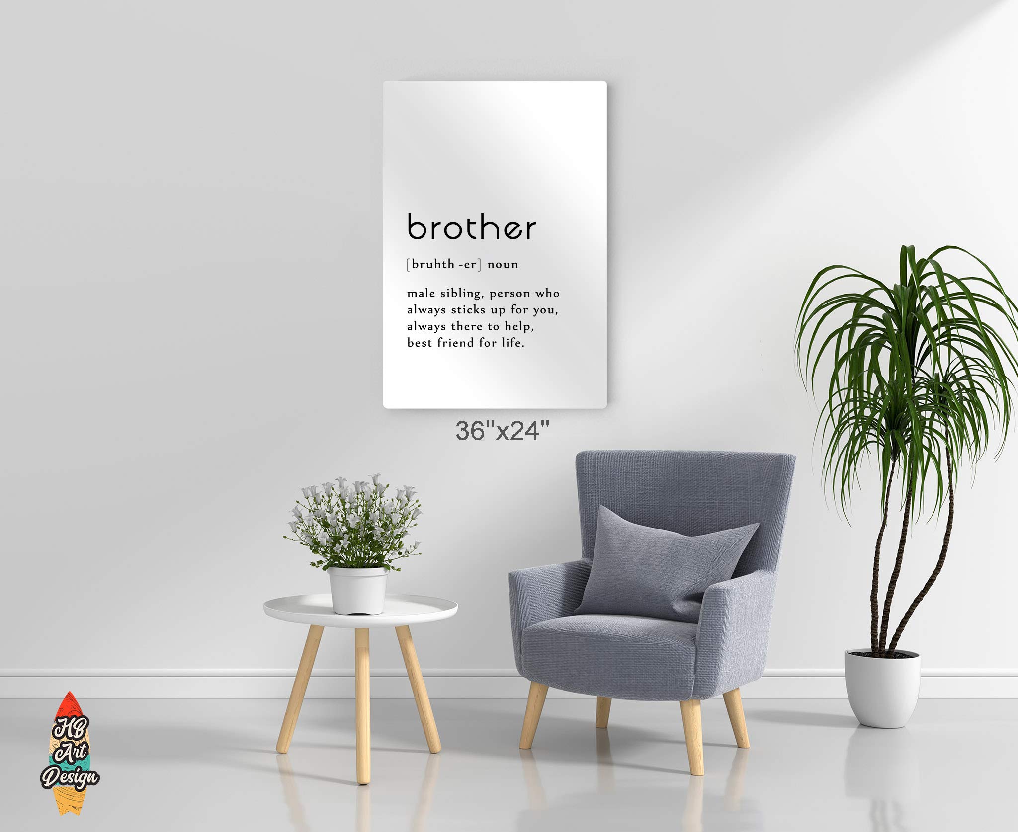 HB Art Design Noun Dictionary Brother Definition Metal Print Wall Art - 40x30 Inches - Funny Quote Sign for Office, Farmhouse, Bathroom, Kitchen, Bedroom & Living Room Decor - Perfect Gift for Siblings & Family