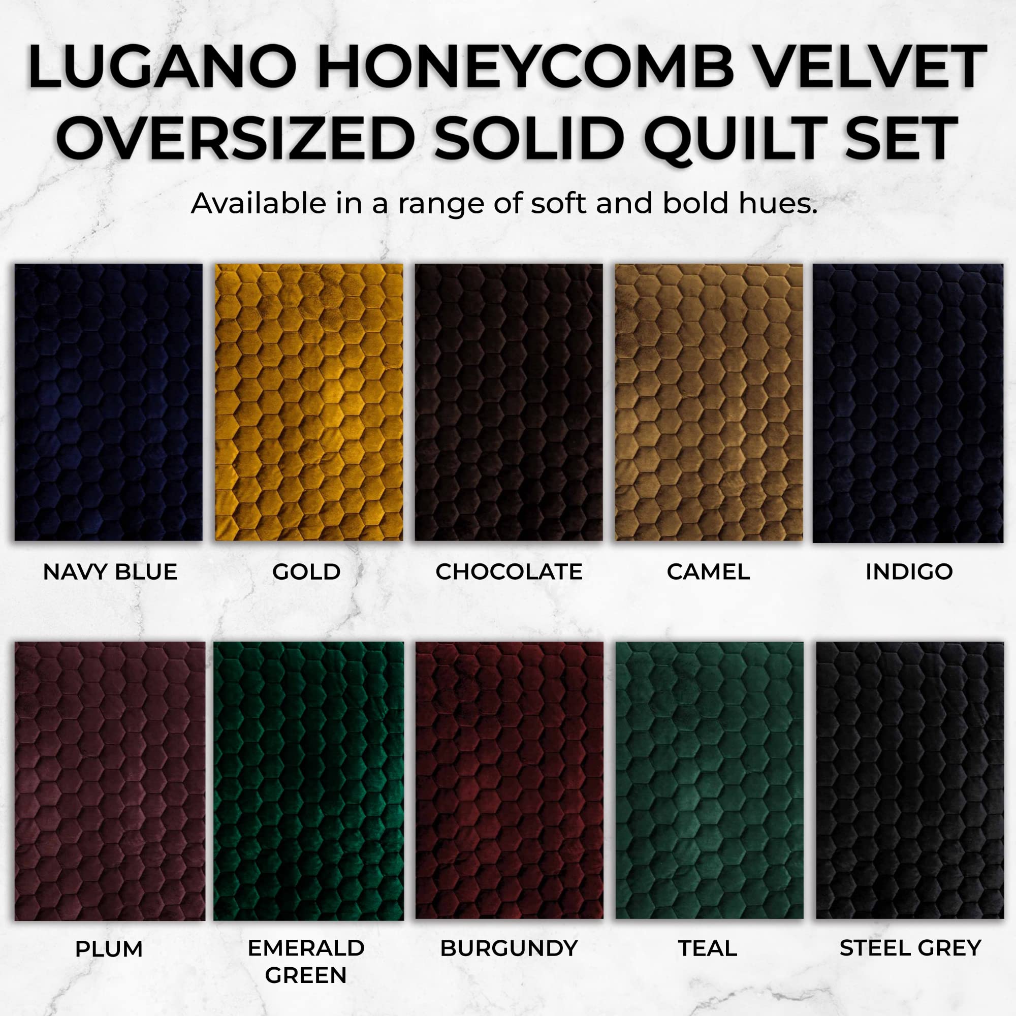 Tribeca Living Velvet Queen Quilt Set - 3 Piece Honeycomb Stitch Bedding with Super Soft 260GSM Velvet, Oversized Quilt & 2 Sham Pillowcases in Emerald Green - Luxury Bedroom Decor for Master Suite, Guest Room & Cozy Winter Nights