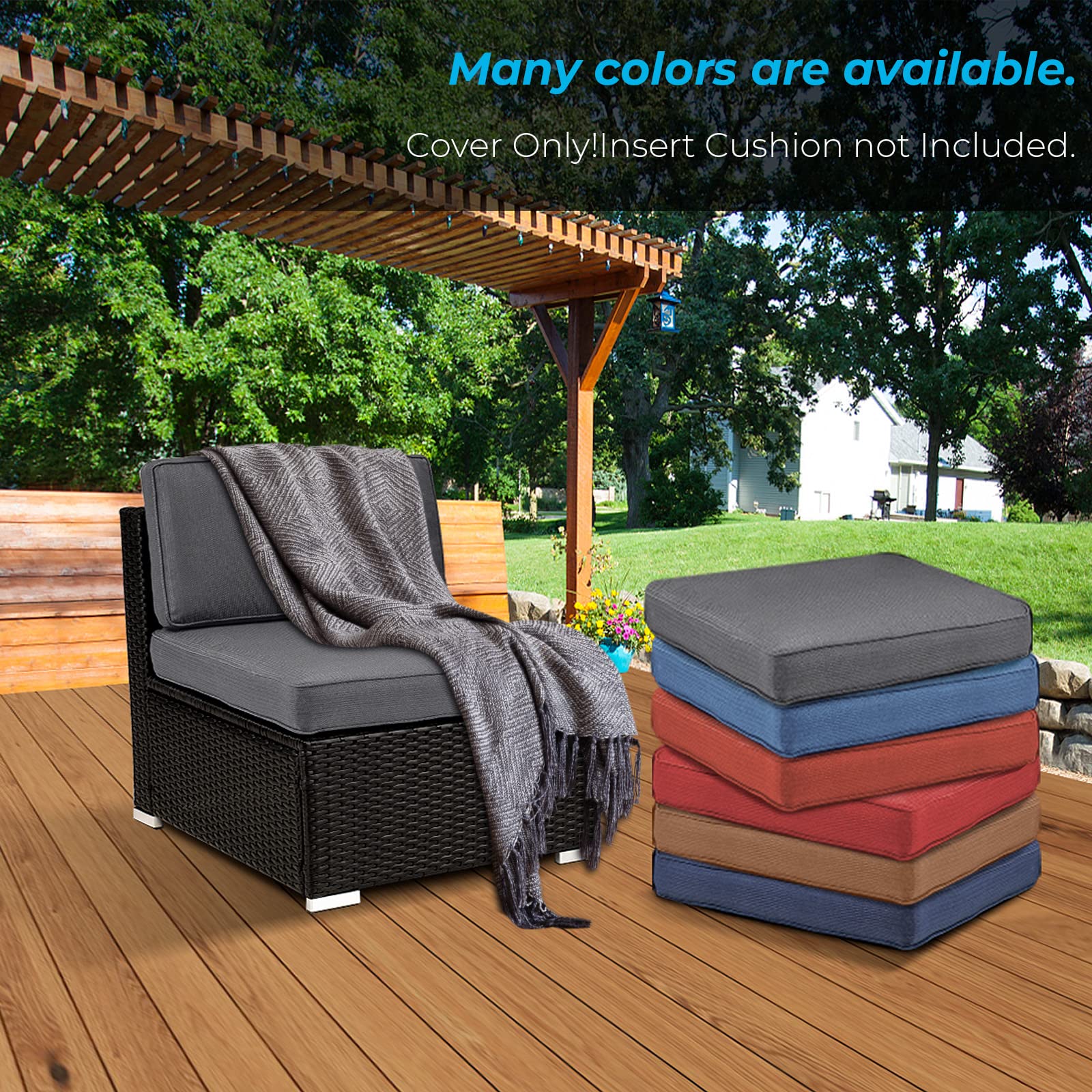 12-Piece Outdoor Patio Cushion Covers Set - Waterproof Replacement Slipcovers for Patio Furniture (6 Seat & 6 Back Covers with Zipper) - Durable Grey Sofa Couch Covers for Outdoor Use - Perfect for Garden, Deck, Poolside & Backyard Relaxation