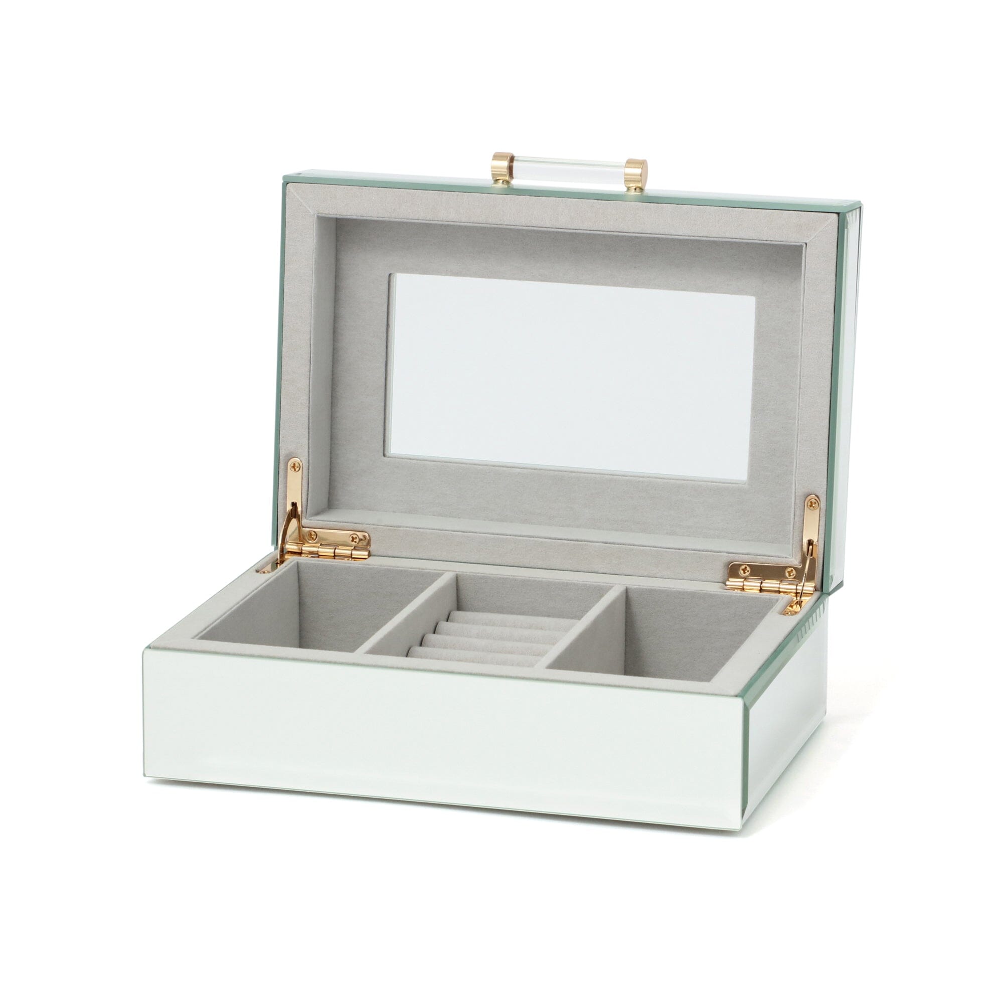 Small Mirror Jewelry Box - Elegant Storage for Rings, Necklaces & Earrings - Perfect for Vanity, Dresser & Travel Organizer
