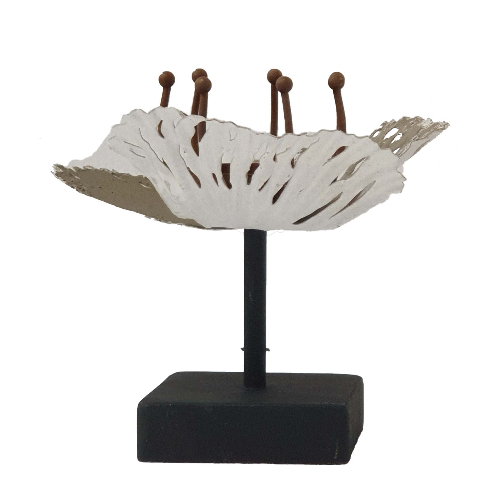 Urban Style Metal Flower in Bloom Candle Holder with Wooden Base - Elegant Home Decor for Living Room, Bedroom & Wedding Centerpieces