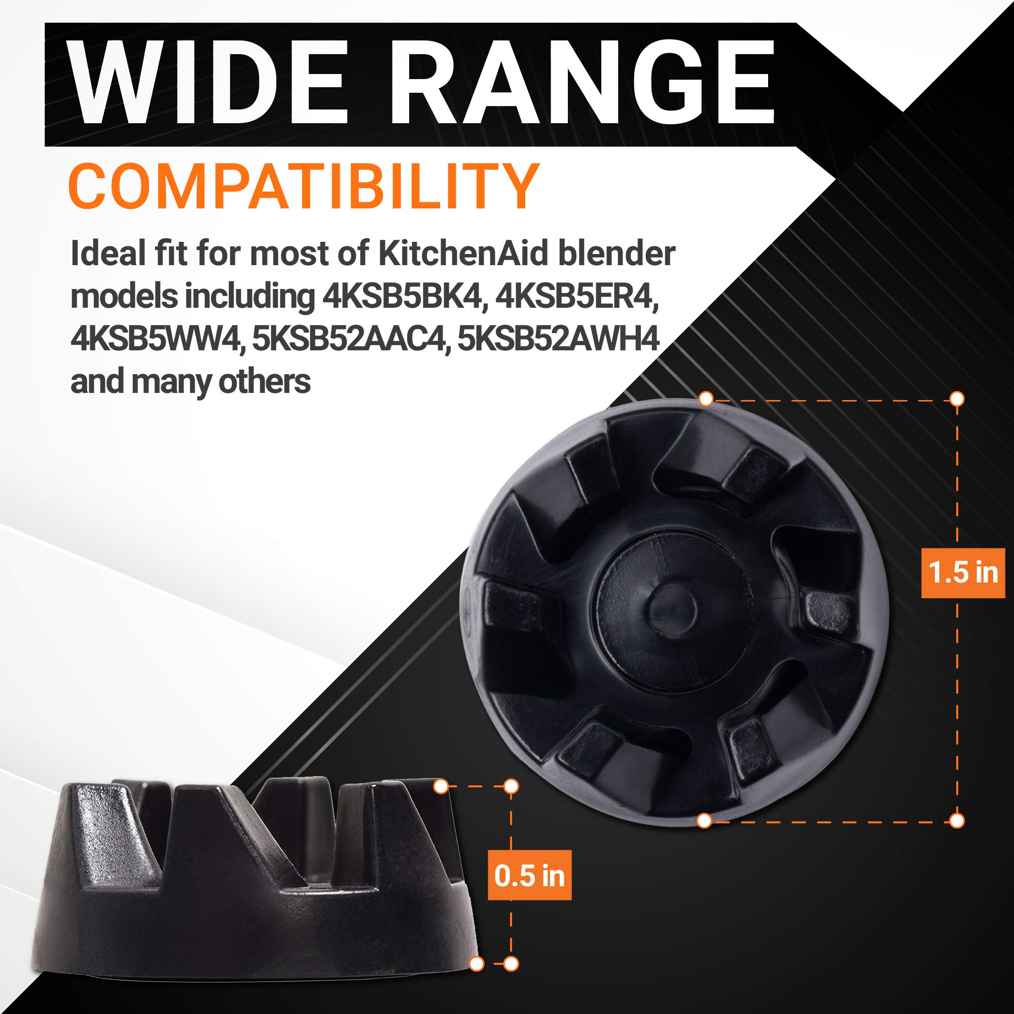 BlueStars Ultra Durable 9704230 Blender Drive Coupling Replacement - Compatible with KitchenAid KSB5WH KSB5 KSB3 Blenders - Replaces WP9704230VP WP9704230 AP6013694 - 2 Pack - Perfect for Smoothie Making & Food Processing