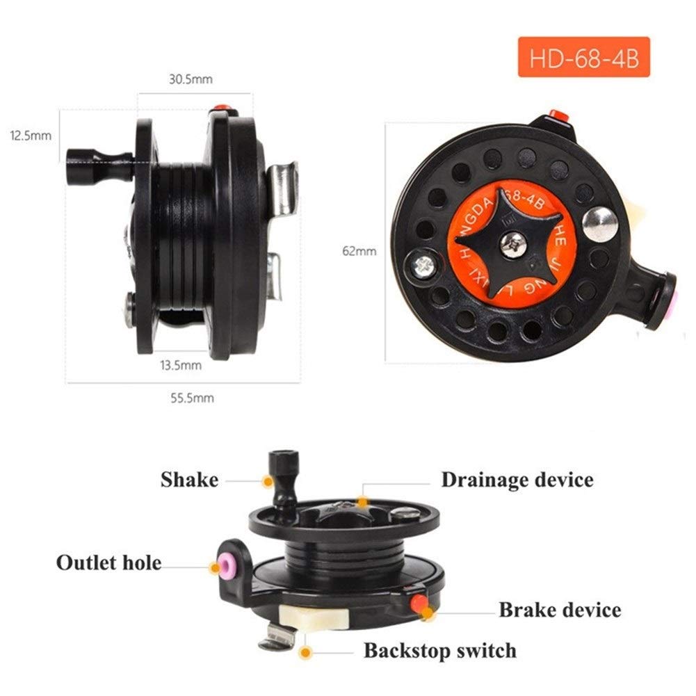 Premium Mini Fly Fishing Reel with Ball Bearings - Lightweight Carp & Ice Fishing Reel - HD68 4B Color - Perfect for Freshwater, Saltwater & Stream Fishing Adventures