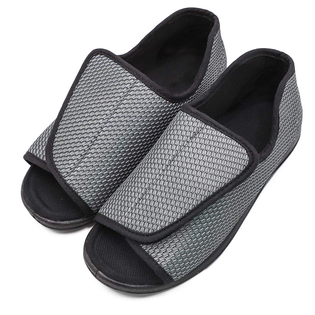 Orthopedic Diabetic Slippers for Men - Adjustable Open Toe Walking Shoes for Swollen Feet, Arthritis & Edema Relief - Wide Width Comfort Slippers for Elderly Men - Ideal for Home, Hospital & Post-Surgery Recovery