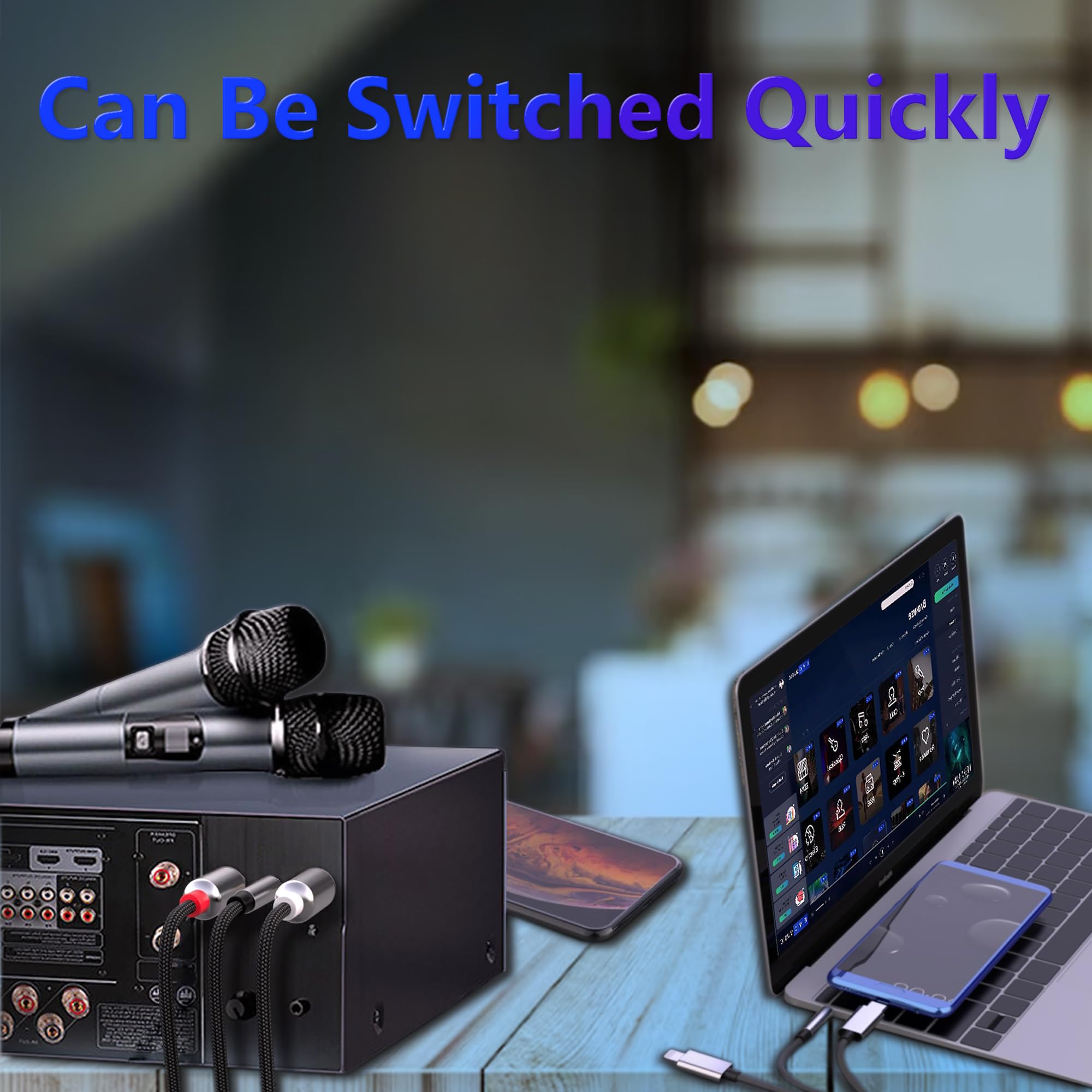 YIMATEECO 3-in-1 RCA Audio Cable - 3.5mm/USB-C/Lightning to 2RCA Stereo Aux Cord - Hi-Fi Sound for TV, Smartphone, MP3, Speakers & Amplifiers - Compatible with iPhone, Android & More - Perfect for Home Theater, Car Audio & Music Streaming