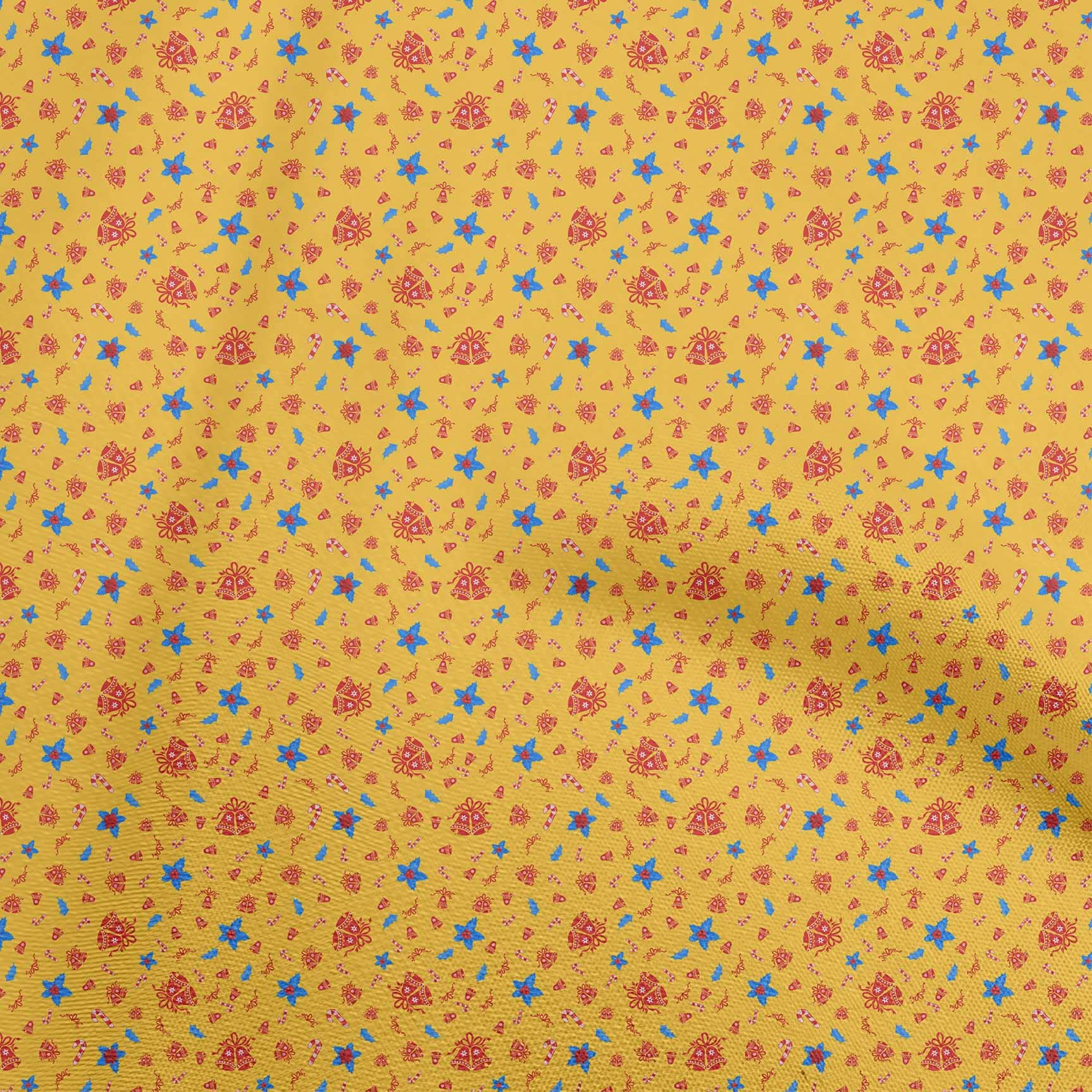 oneOone Velvet Yellow Fabric for Christmas Sewing - 58 Inch Wide Printed DIY Clothing Material by The Yard | Perfect for Holiday Crafts, Costumes & Home Decor