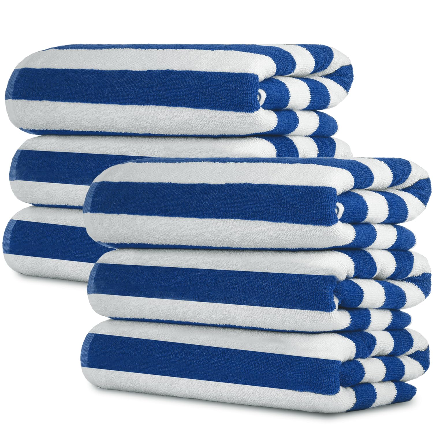 Premium Bulk Blue Cabana Stripe Beach Towels - 36-Pack Soft 100% Cotton Pool Towels (30x64 Inches) - Extra Large, Highly Absorbent Bath Towels for Hotels, Resorts, Spas & Beach Vacations - Perfect for Swimming Pools, Sunbathing & Luxury Bathing