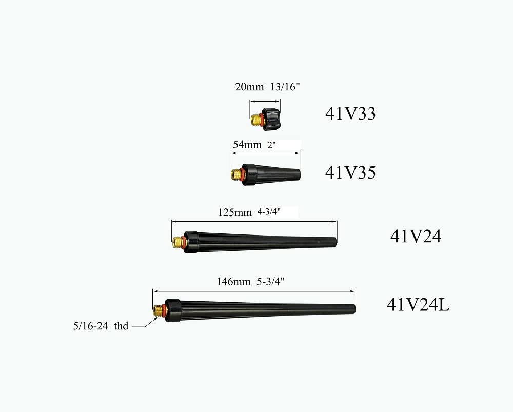 RIVERWELD TIG Back Caps Long 41V24 - Compatible with DB PTA SR WP 9 20 25 TIG Welding Torch - 5-Pack for Professional Welding & Metal Fabrication