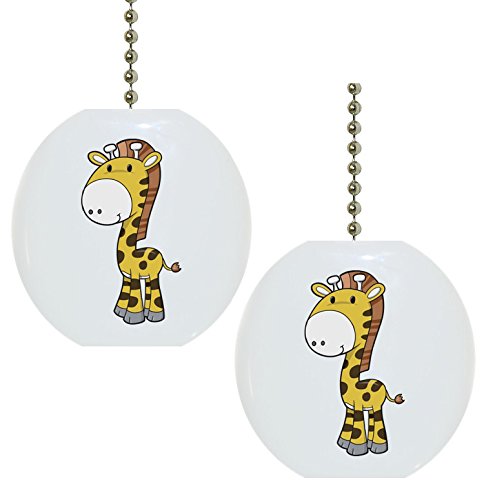 Adorable Set of 2 Baby Giraffe Ceramic Fan Pulls - Handmade Solid Decor for Ceiling Fans, Lamps & Home Decor - Perfect for Nursery, Kids Room & Boho Style Bedrooms