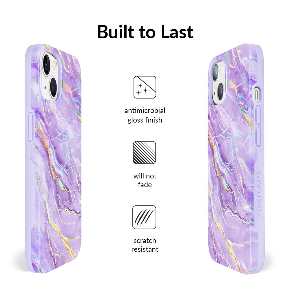 Purple Holographic Moonstone iPhone Case - Durable & Stylish Phone Cover for iPhone 13/14/15 Pro Max - Perfect for Everyday Use, Travel & Gift Giving