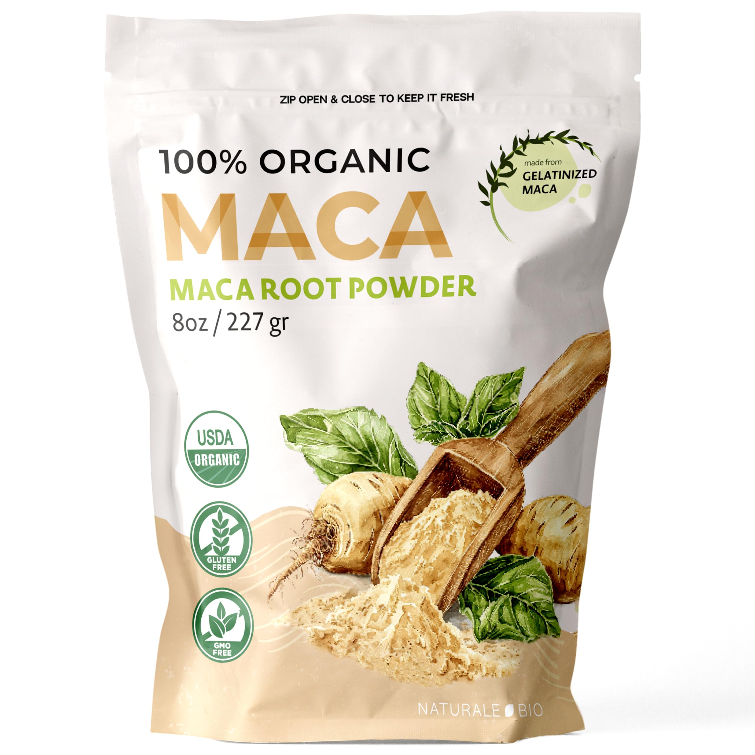 Organic Maca Powder 8 oz - Peruvian, Pure & Natural, Gelatinized for Enhanced Bioavailability | Vegan & Vegetarian Friendly | Perfect for Smoothies, Energy Boosts & Hormonal Balance
