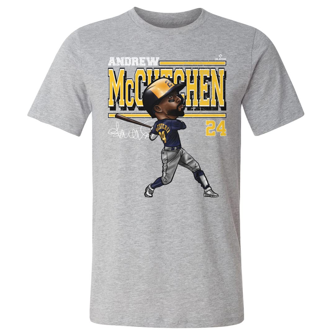 Andrew McCutchen Milwaukee Brewers Cartoon T-Shirt - Official MLB Player Graphic Tee for Baseball Fans, Gifts & Game Day Outfits