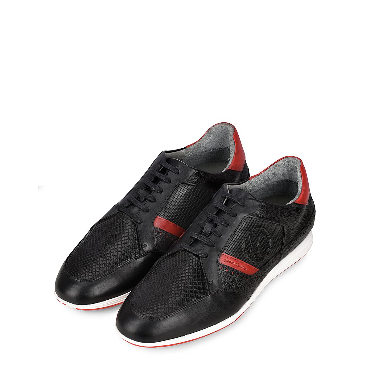 Cuadra Black Casual Fashion Python Quilted Sneakers for Men - Stylish & Comfortable Walking Shoes for Daily Wear, Work & Travel