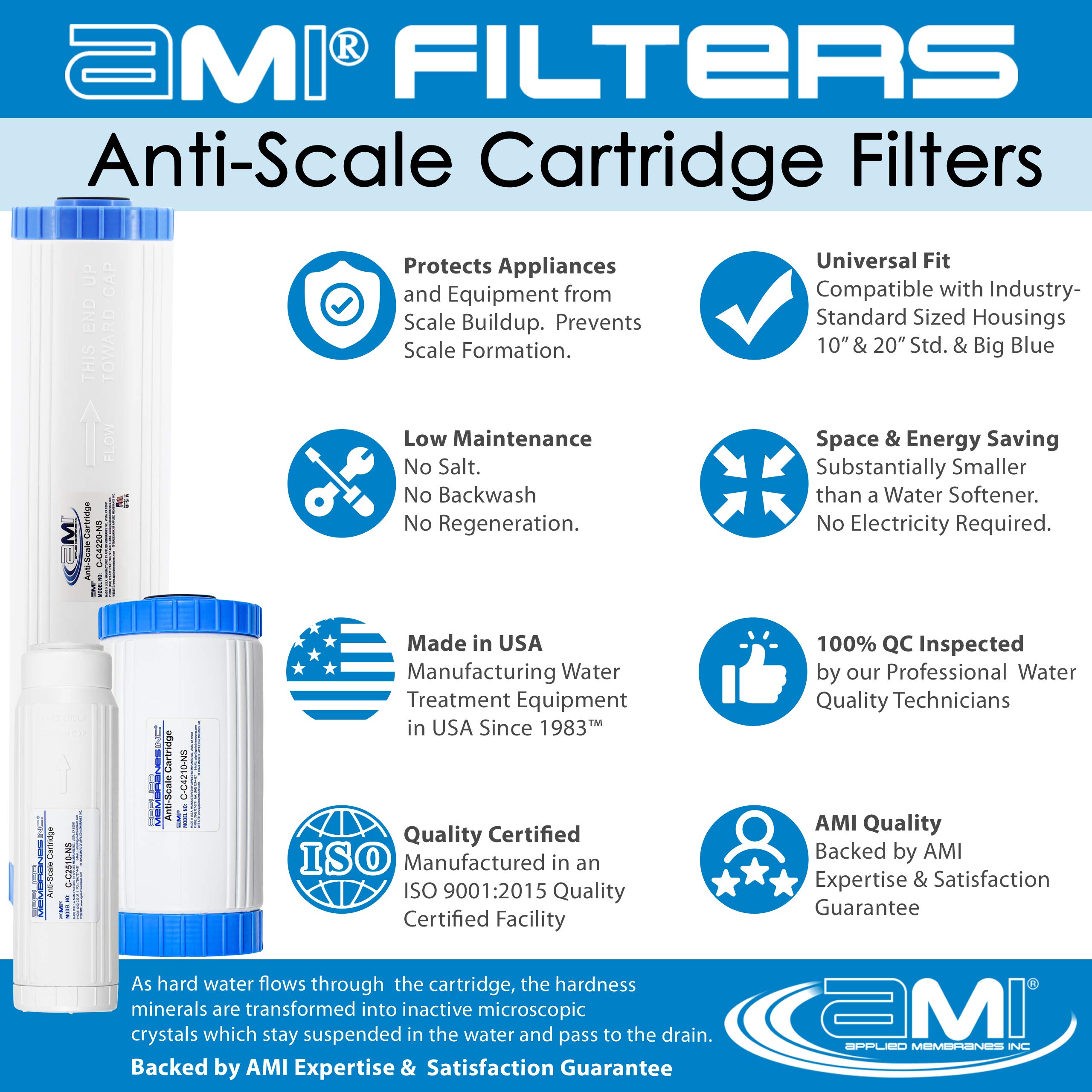 20-Inch Anti-Scale Water Filter Cartridge for Standard Housing | Reduces Limescale & Protects Appliances | Perfect for Home, RV & Office Water Filtration Systems