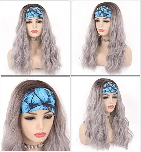 20 Inch Synthetic Wavy Headband Wig for Women - Natural Looking Heat Resistant Hairpiece for Daily Wear, Cosplay & Costume Parties