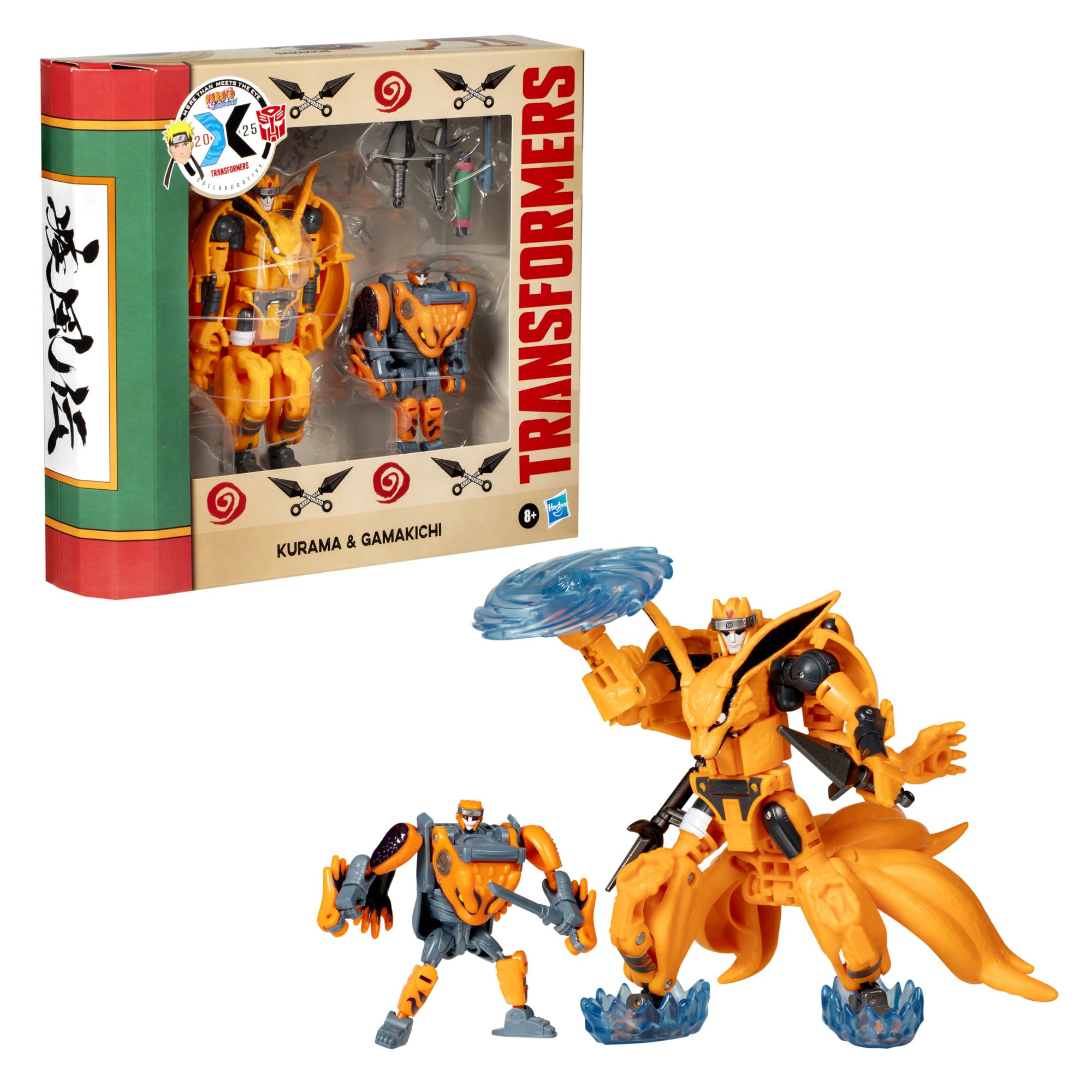 Transformers Collaborative Naruto Shippuden Kurama & Gamakichi Anime Action Figures - Collectible Ninja Fox & Toad Toys for Kids 8+ | Perfect for Anime Fans, Birthday Gifts & Display Collections