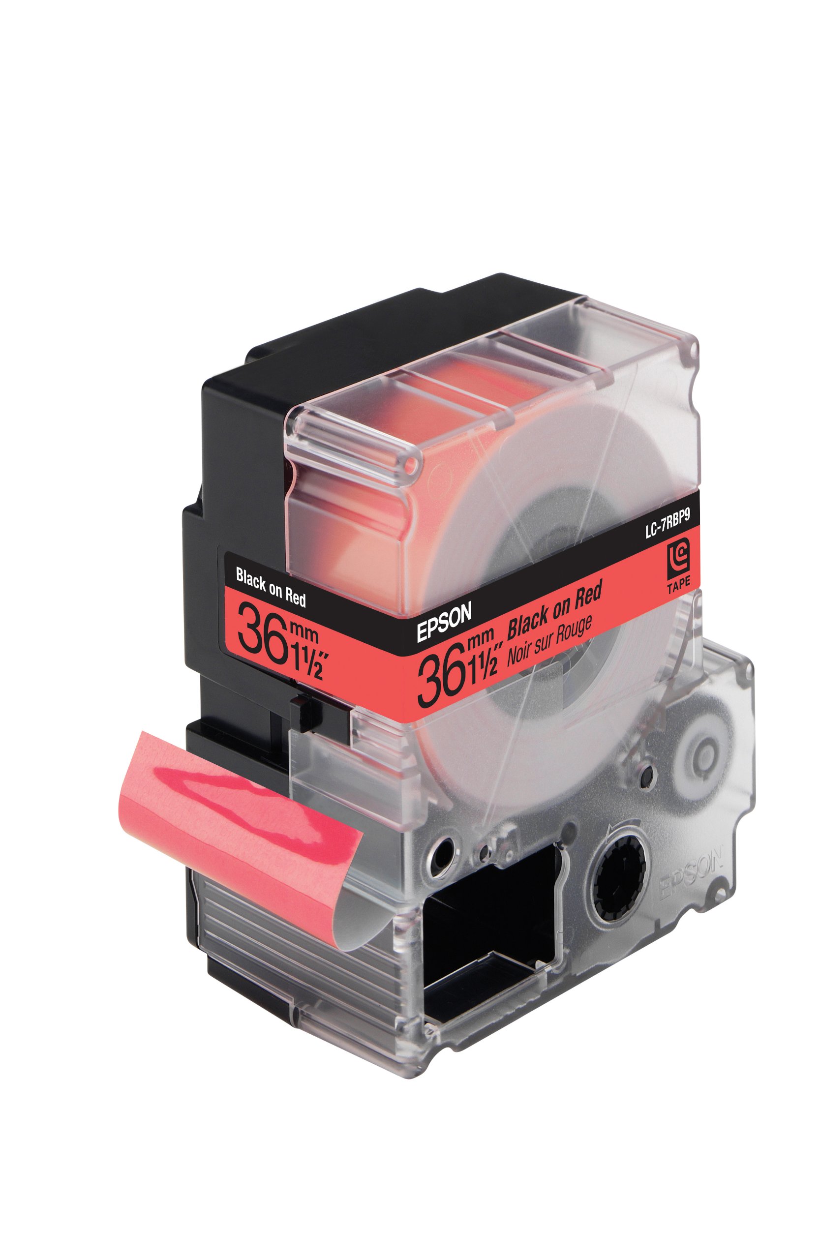 Epson 36mm Compatible Label Printer Tape - Black & Pastel Red Color Ink Cartridge | Perfect for Office Organization, Shipping Labels & Craft Projects