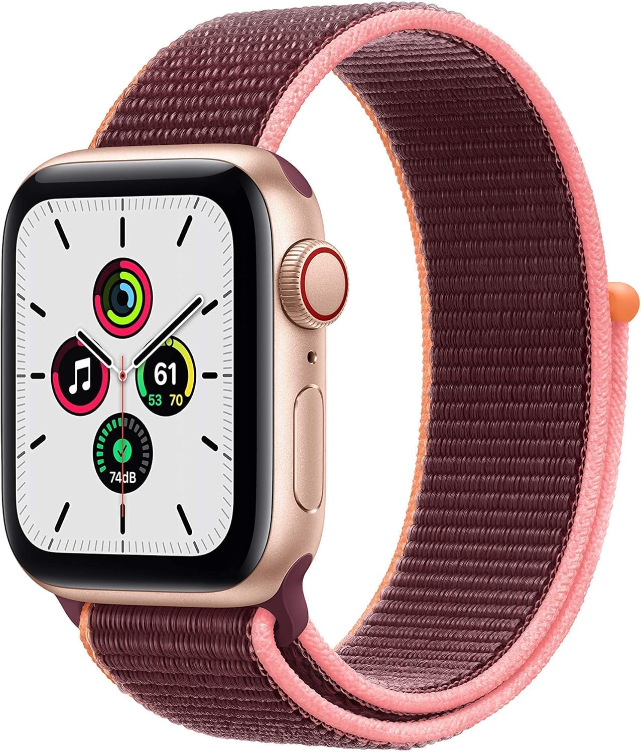 Apple Watch SE (GPS + Cellular, 40mm) - Gold Aluminum Case with Plum Sport Loop Band - Renewed Smartwatch for Fitness Tracking, Calls & Notifications | Perfect for Running, Swimming & Everyday Use