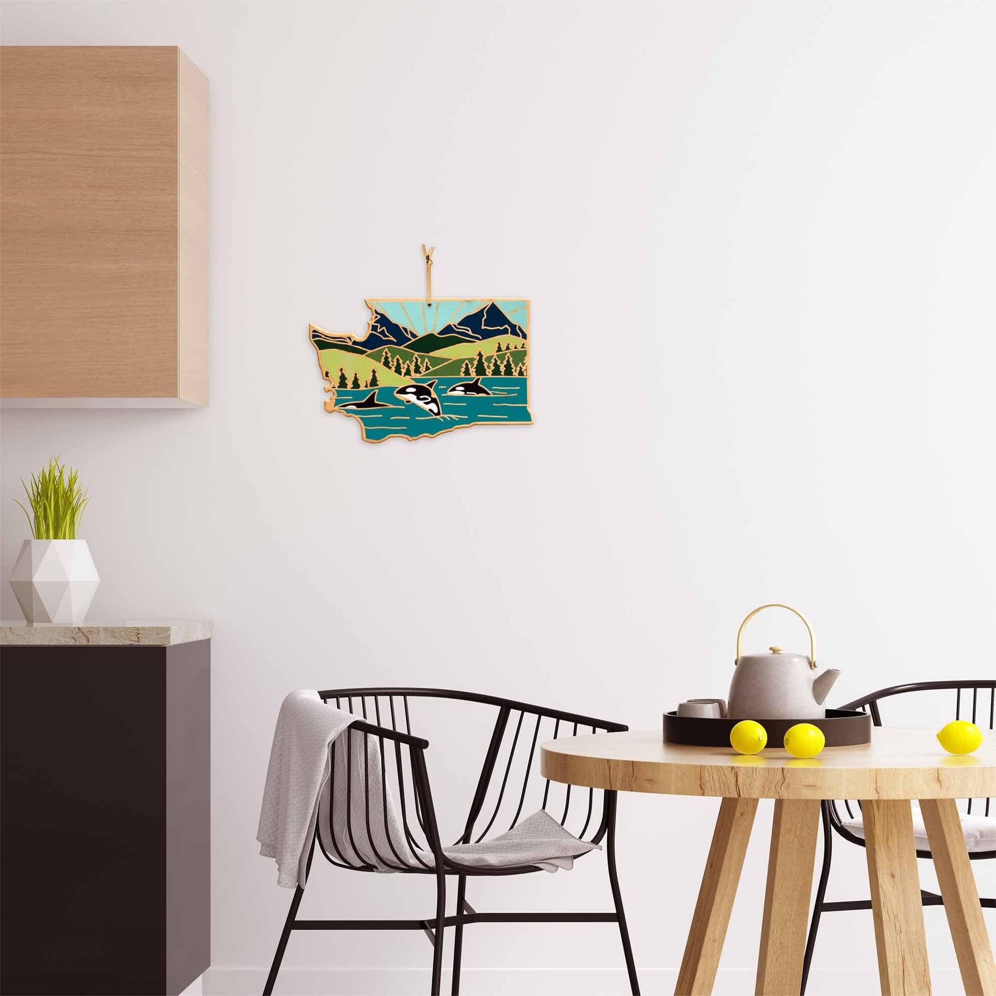 Washington State Themed Cutting Board with Artwork by Summer Stokes - Perfect for Kitchen Prep, Charcuterie Boards & Home Decor